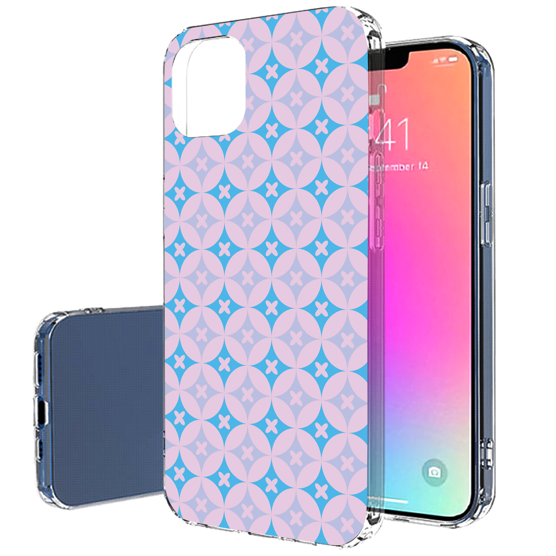 For Apple iPhone (16,15,14,13,12,SE),Slim Cover,Blue X Circle Print,USA - Picture 19 of 28