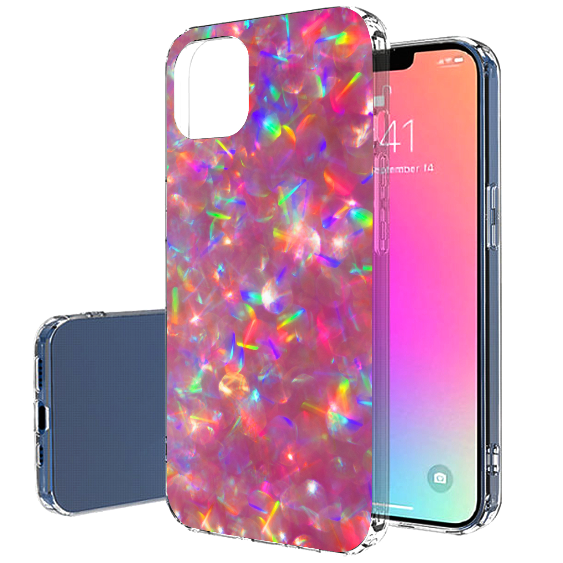 For Apple iPhone (16,15,14,13,12,SE),Slim Cover,Dazzling Pink Print,USA - Picture 19 of 28
