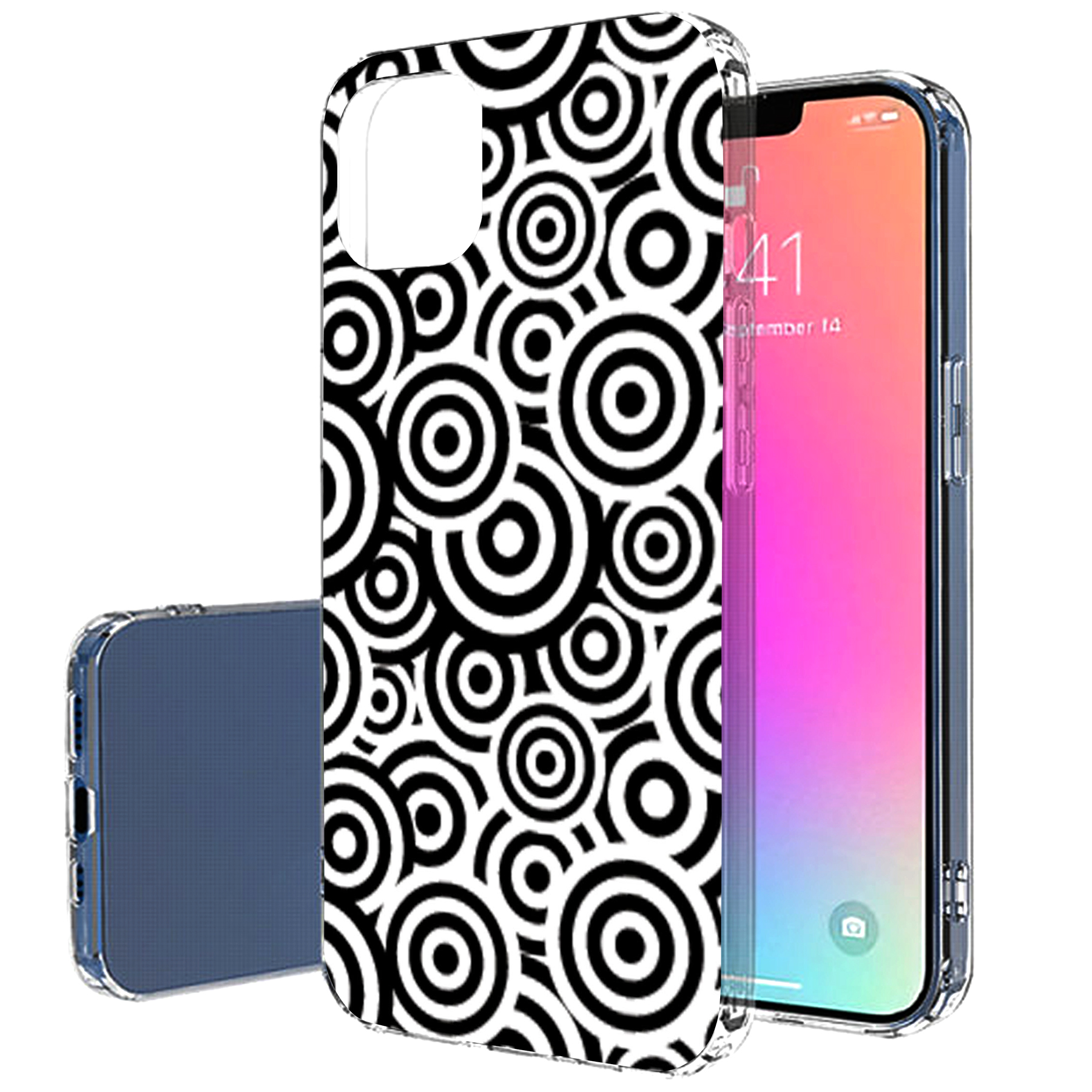 For Apple iPhone (16,15,14,13,12,SE),Slim Cover,Circles Print,USA - Picture 18 of 28