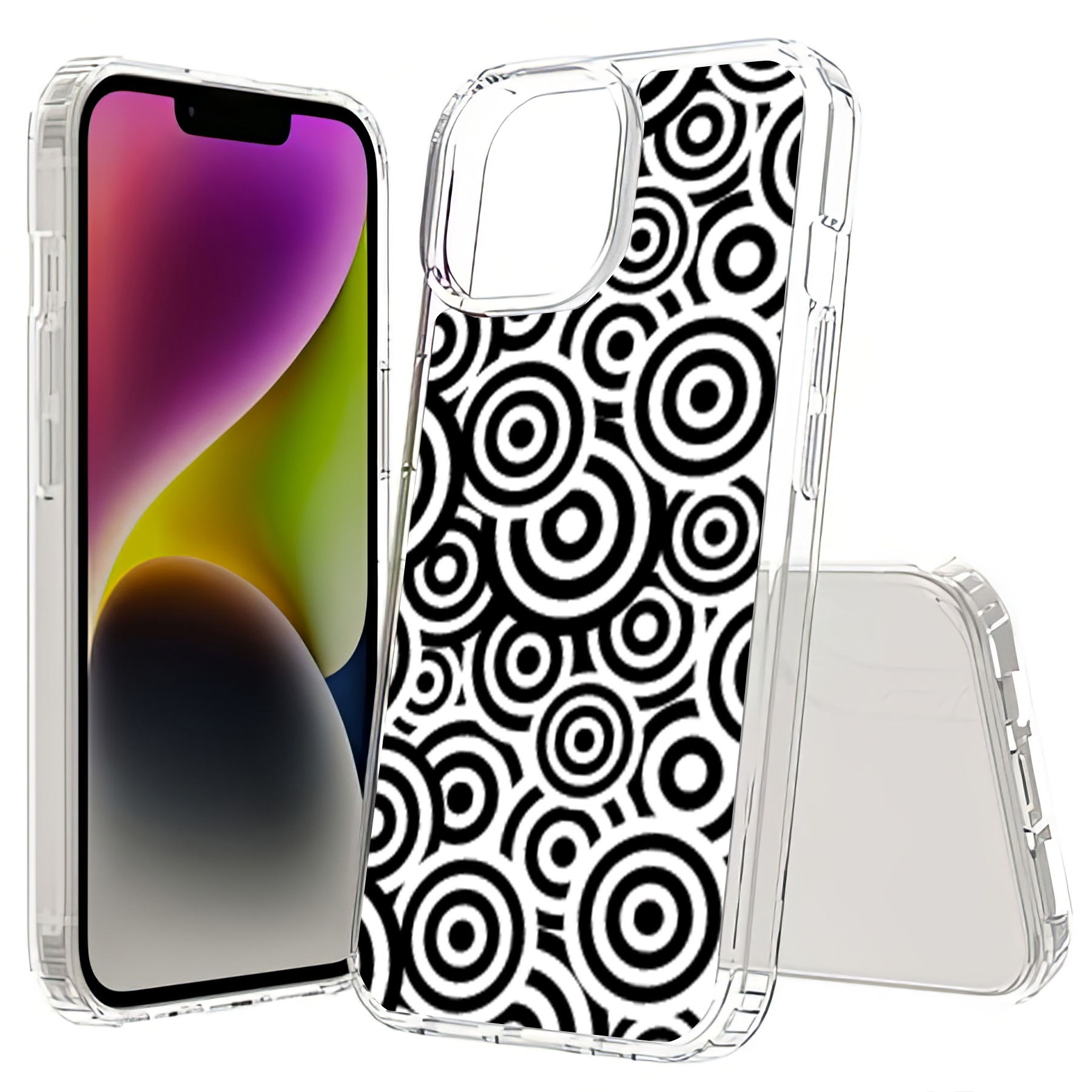 For Apple iPhone (16,15,14,13,12,SE),Slim Cover,Circles Print,USA - Picture 12 of 28