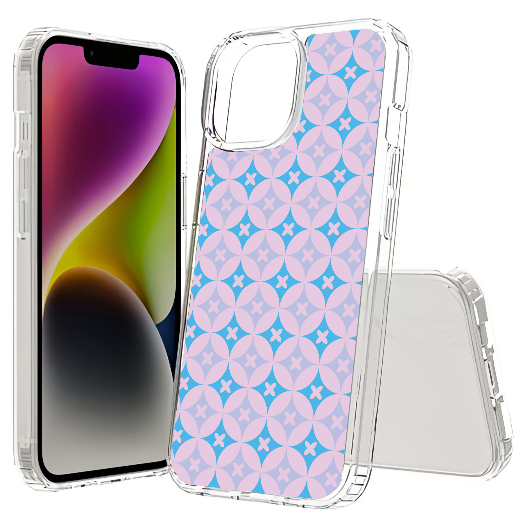 For Apple iPhone (16,15,14,13,12,SE),Slim Cover,Blue X Circle Print,USA - Picture 12 of 28