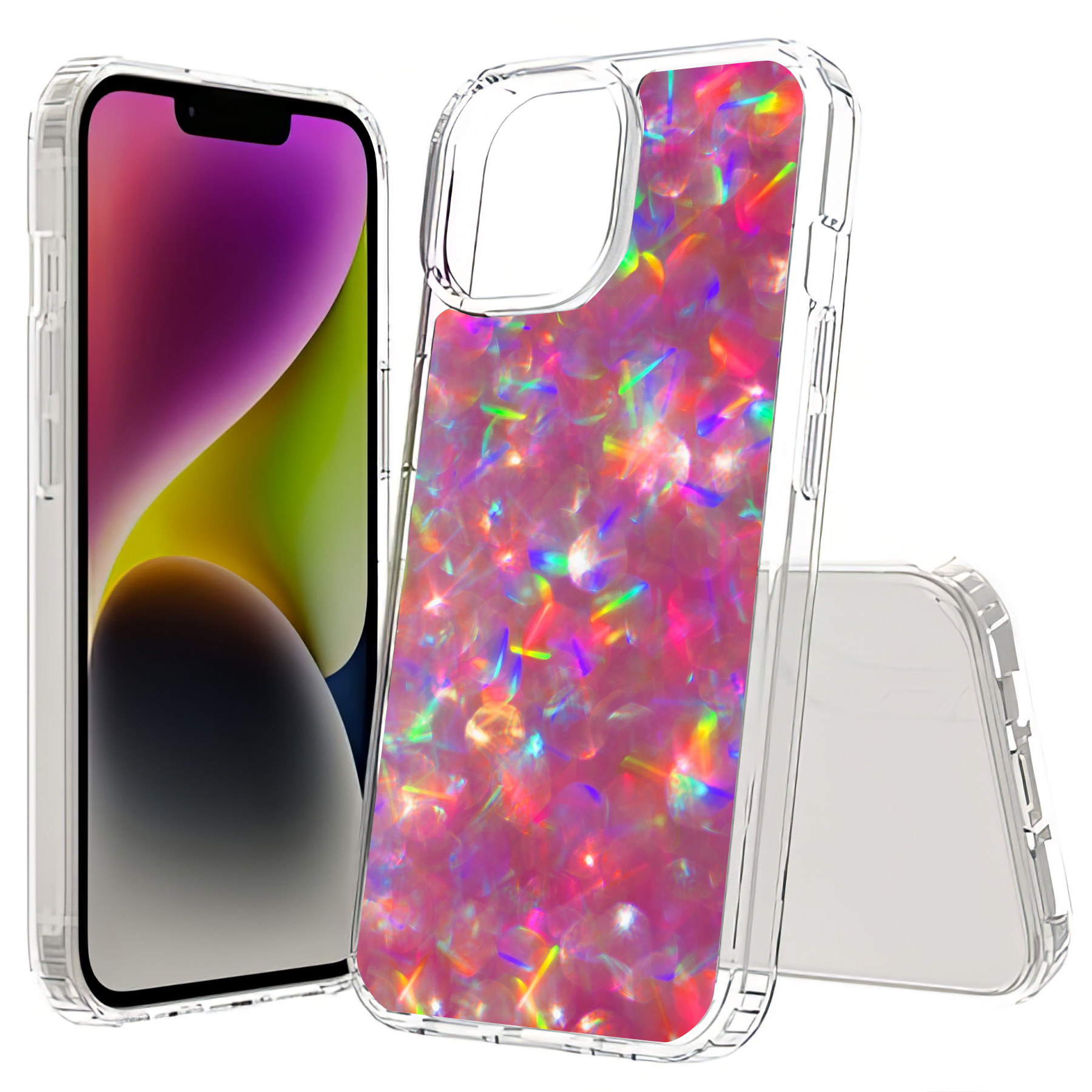 For Apple iPhone (16,15,14,13,12,SE),Slim Cover,Dazzling Pink Print,USA - Picture 12 of 28