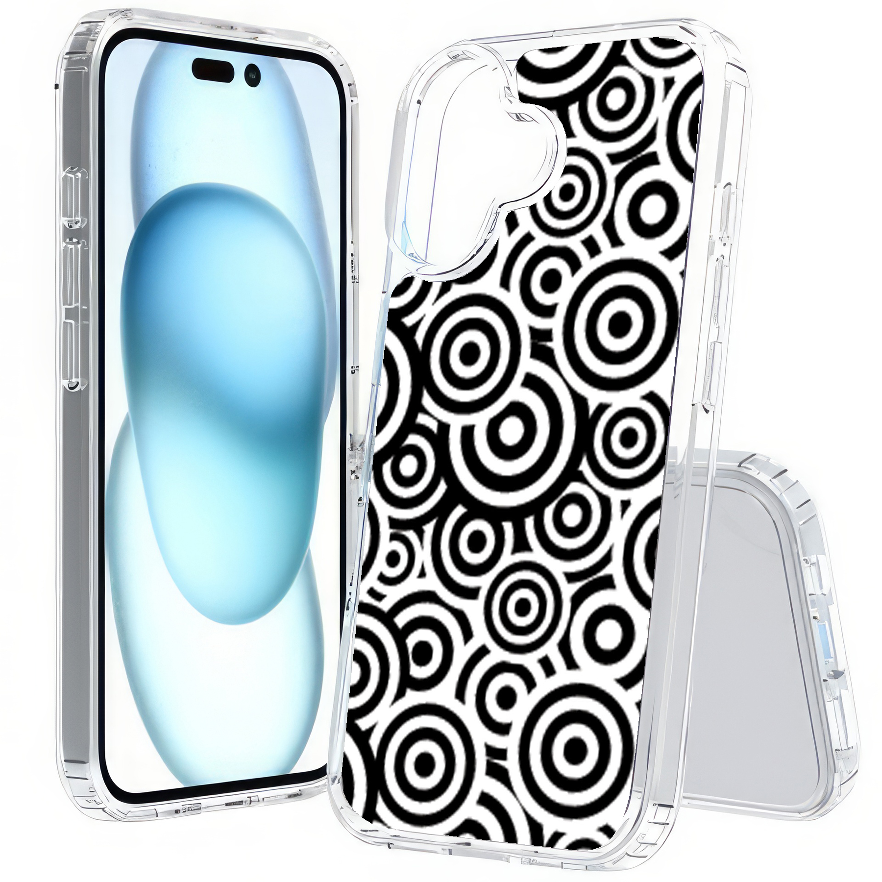 For Apple iPhone (16,15,14,13,12,SE),Slim Cover,Circles Print,USA - Picture 8 of 28