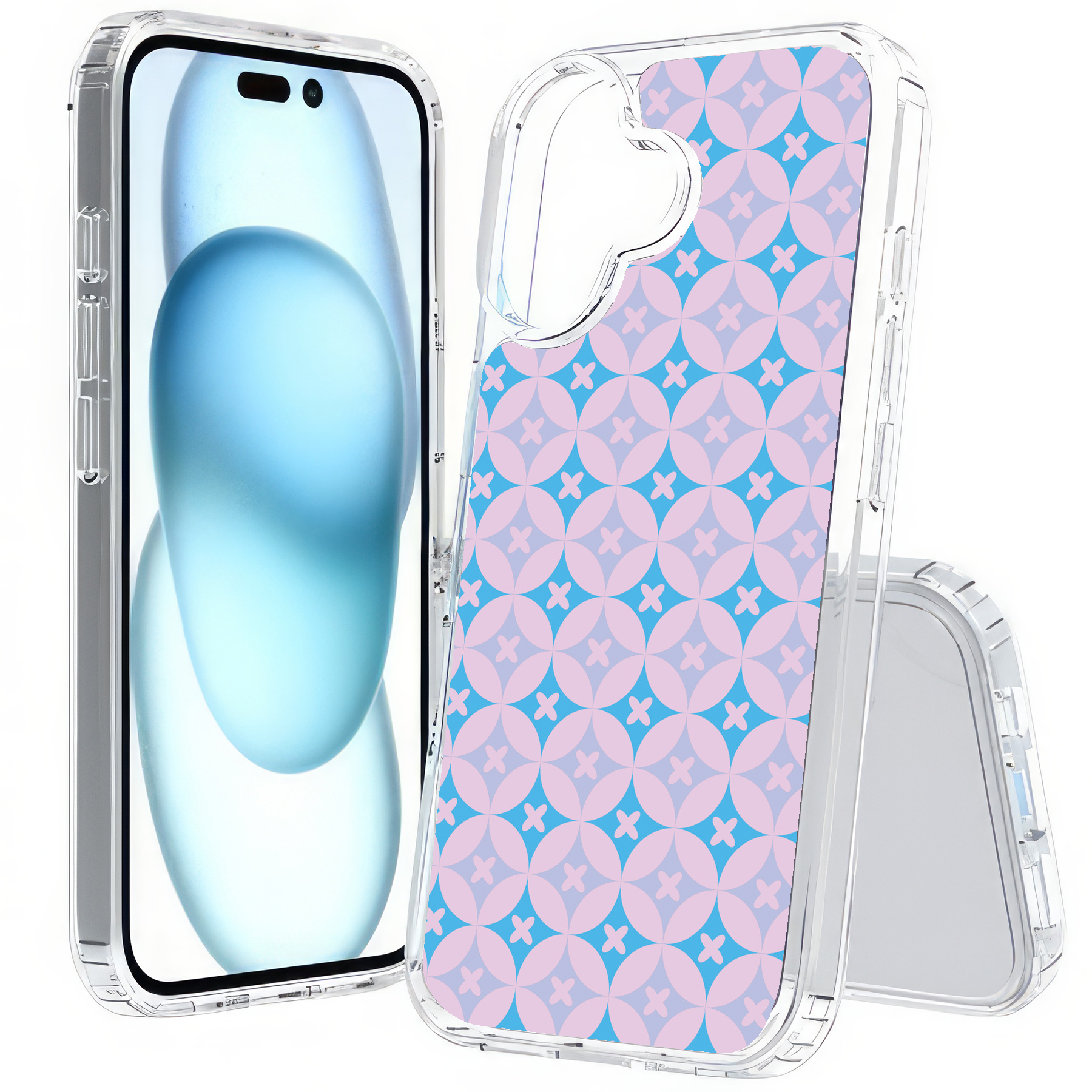 For Apple iPhone (16,15,14,13,12,SE),Slim Cover,Blue X Circle Print,USA - Picture 8 of 28