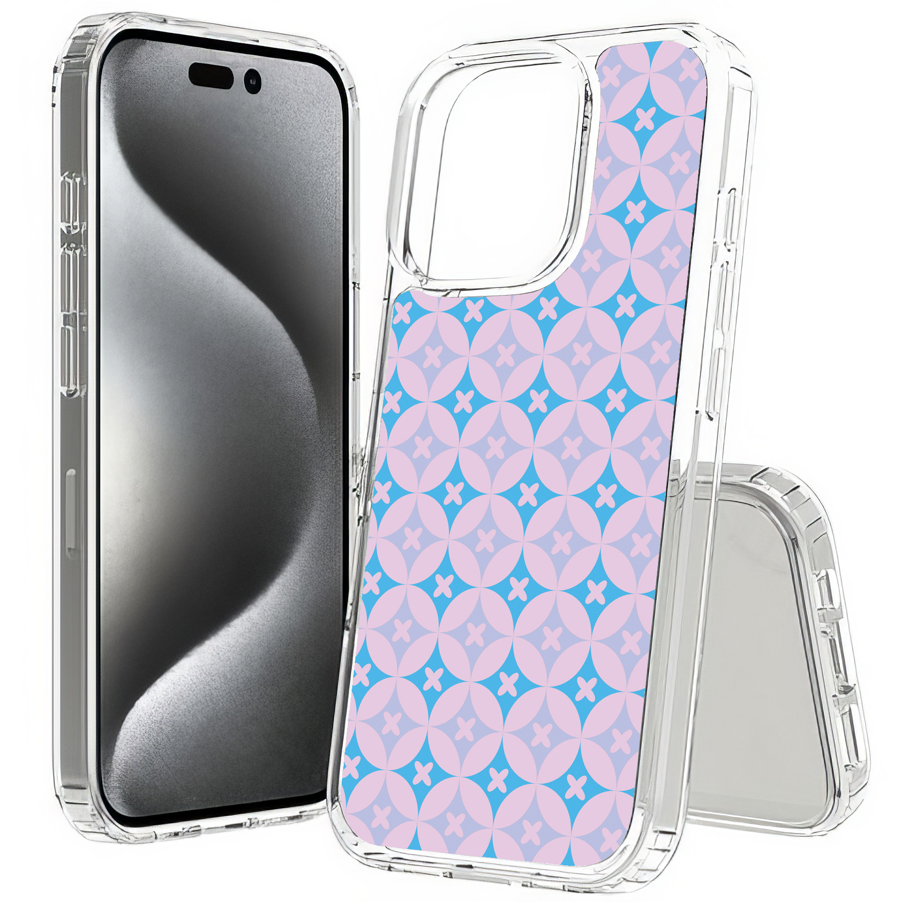 For Apple iPhone (16,15,14,13,12,SE),Slim Cover,Blue X Circle Print,USA - Picture 10 of 28