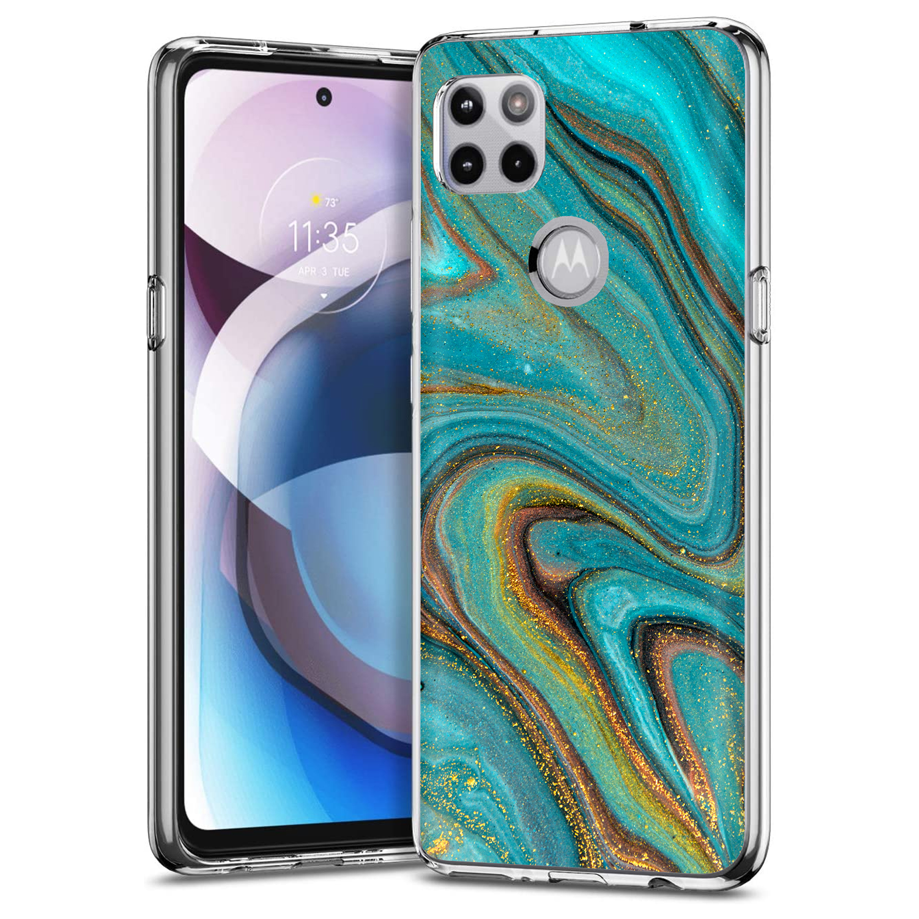For Motorola (Edge,One 5G,Ace,UW,X40,30),Slim Cover,Gold Blu Marble Print,USA - Picture 19 of 21