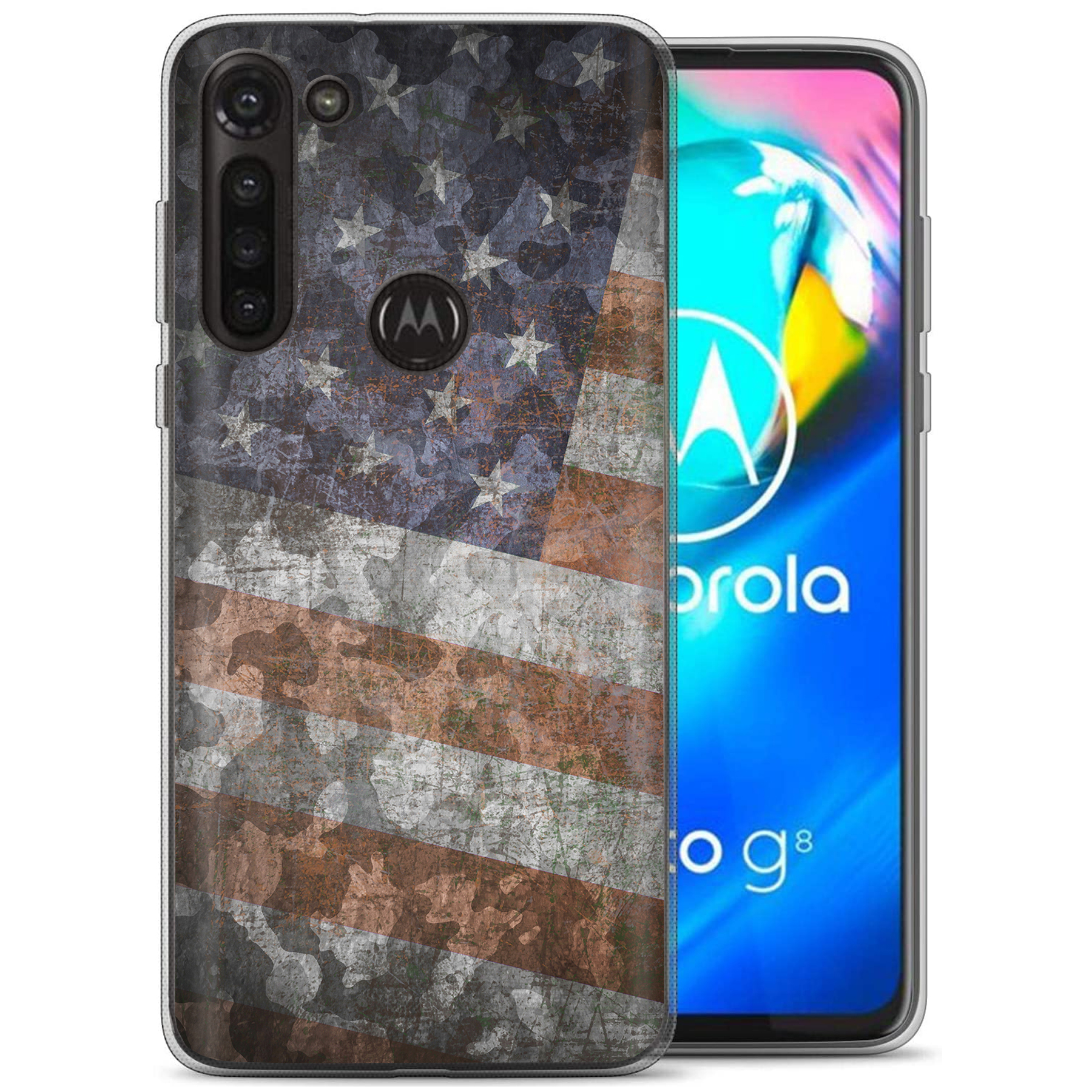 For Motorola Moto G (Power,Stylus,Play,5G),Slim Cover,American Flag 2 Print,USA - Picture 14 of 27