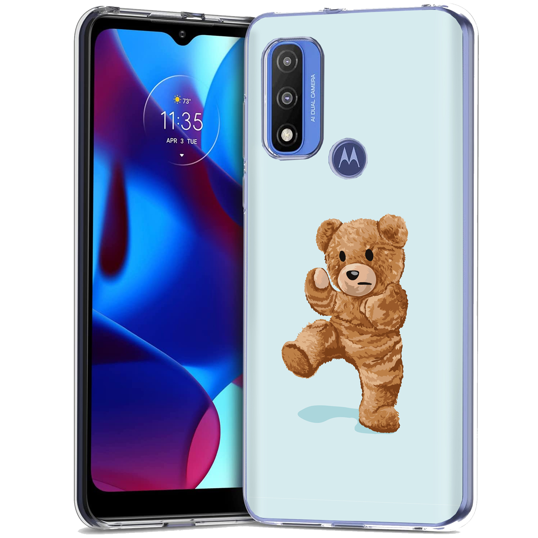For Motorola Moto G (Power,Stylus,Play,5G),Slim Cover,Teddy Fight Print,USA - Afbeelding 8 van 27
