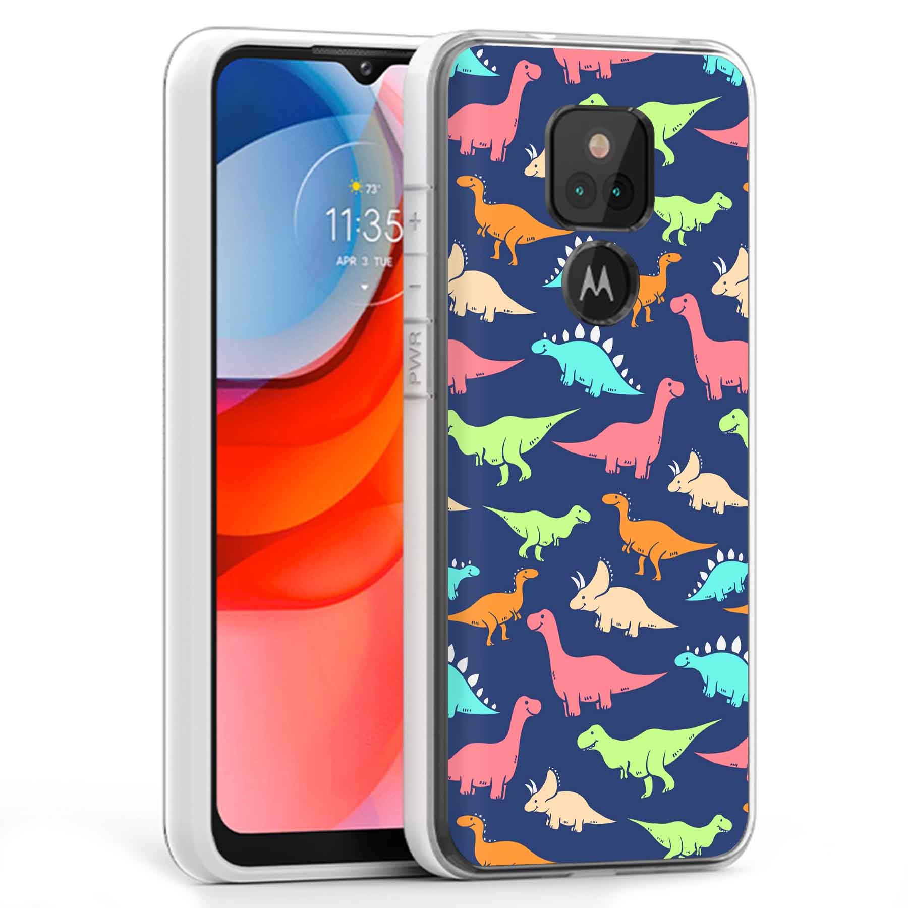 For Motorola Moto G (Power,Stylus,Play,5G),Slim Cover,Dinosaur 1 Print,USA - Picture 23 of 27