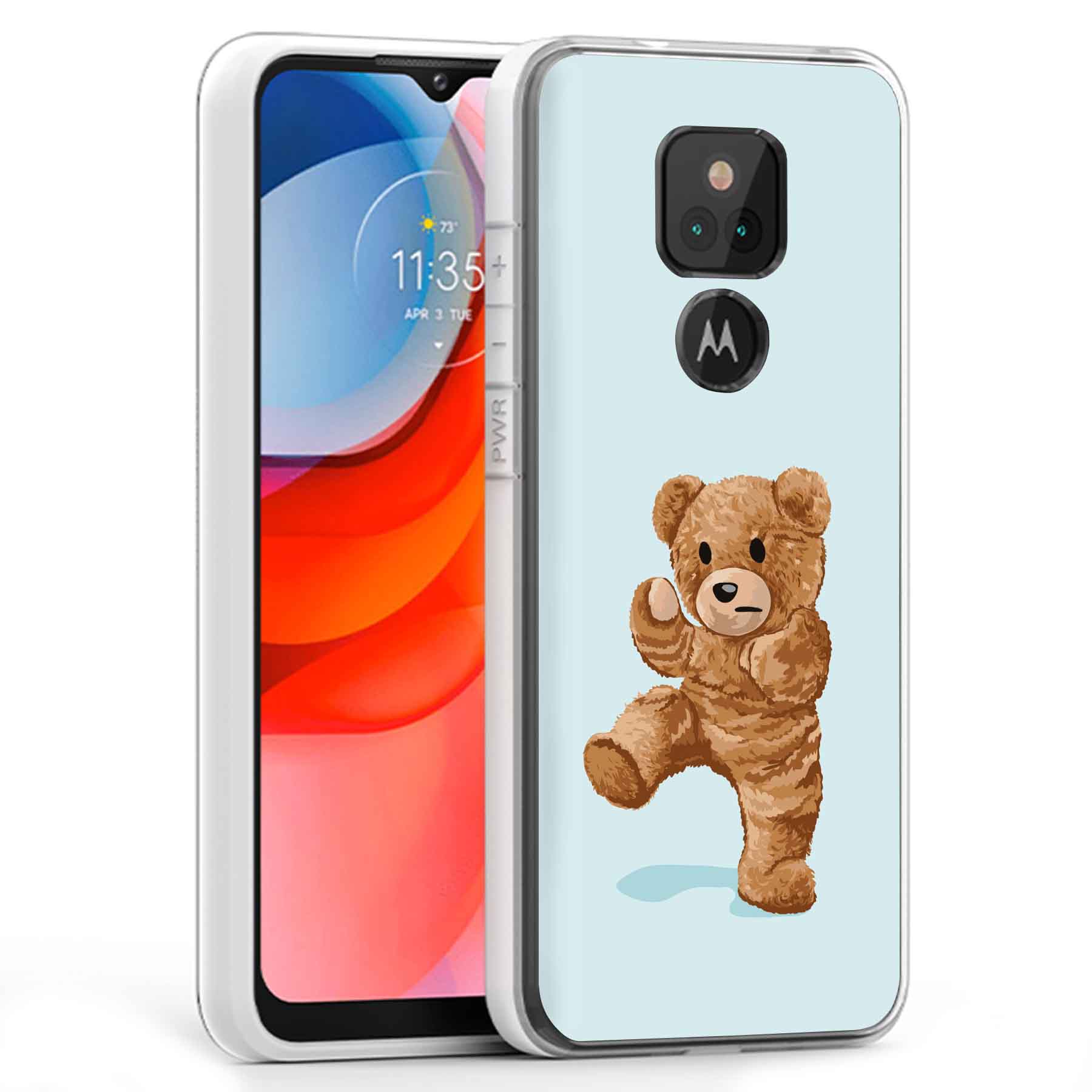 For Motorola Moto G (Power,Stylus,Play,5G),Slim Cover,Teddy Fight Print,USA - Afbeelding 23 van 27