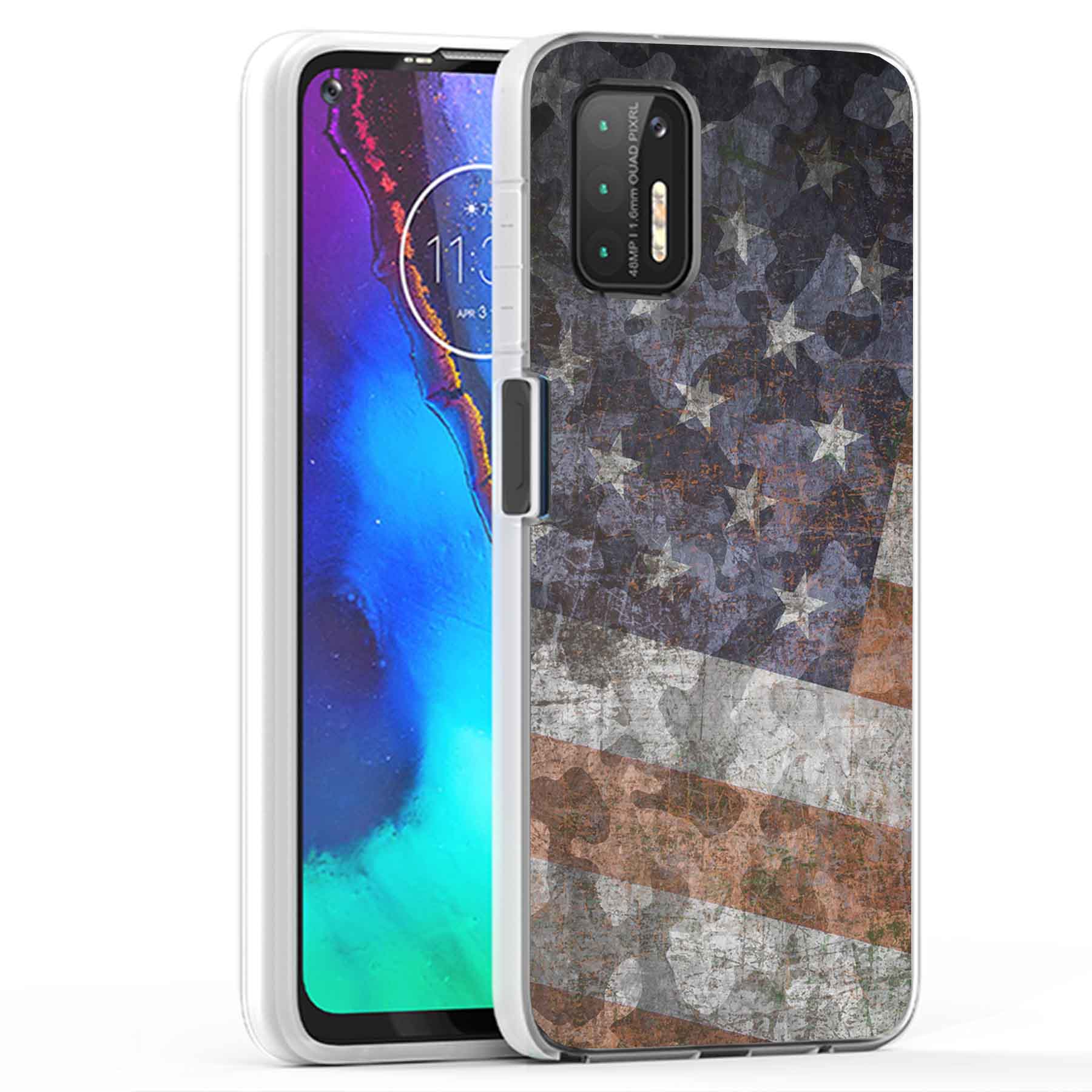 For Motorola Moto G (Power,Stylus,Play,5G),Slim Cover,American Flag 2 Print,USA - Picture 18 of 27
