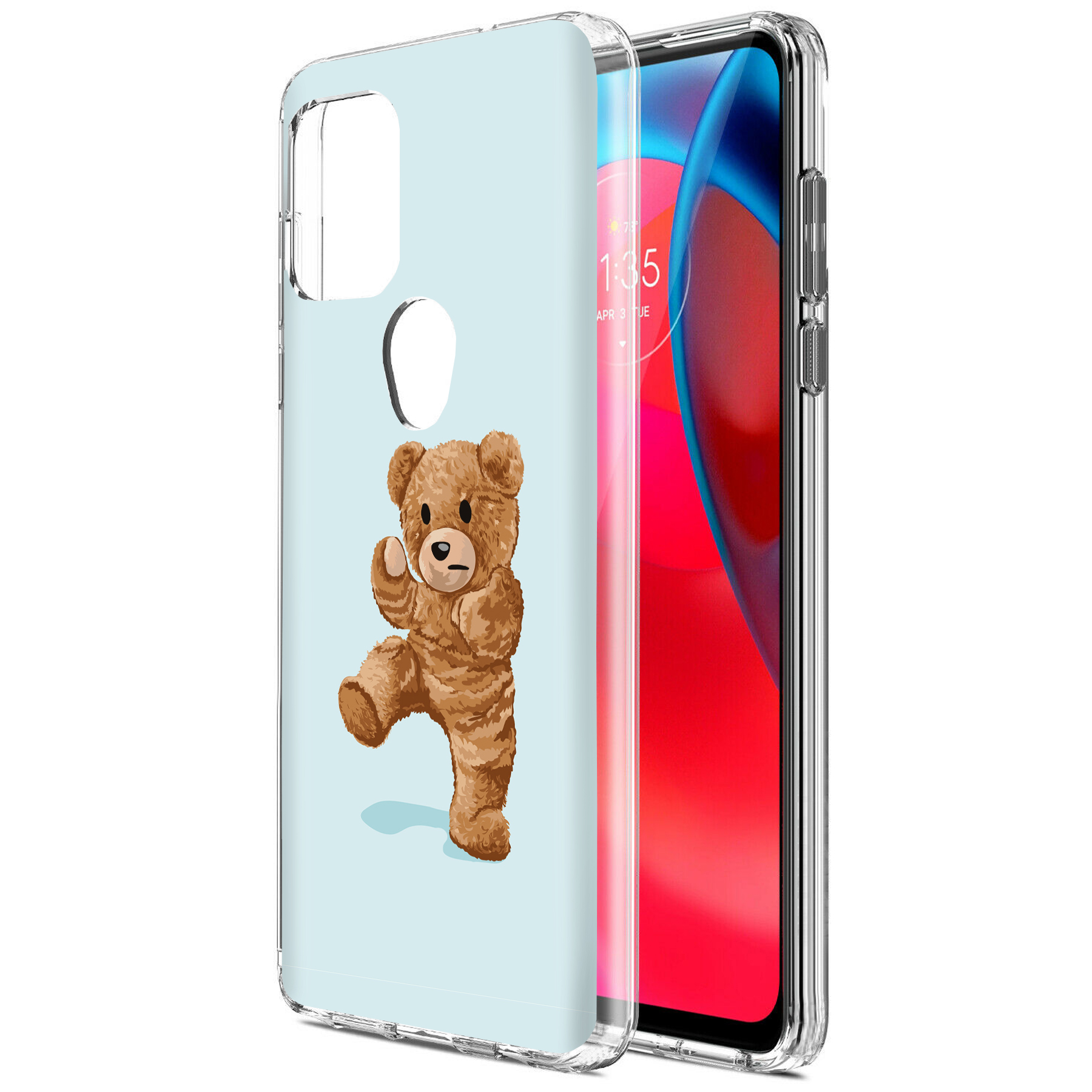 For Motorola Moto G (Power,Stylus,Play,5G),Slim Cover,Teddy Fight Print,USA - Afbeelding 19 van 27