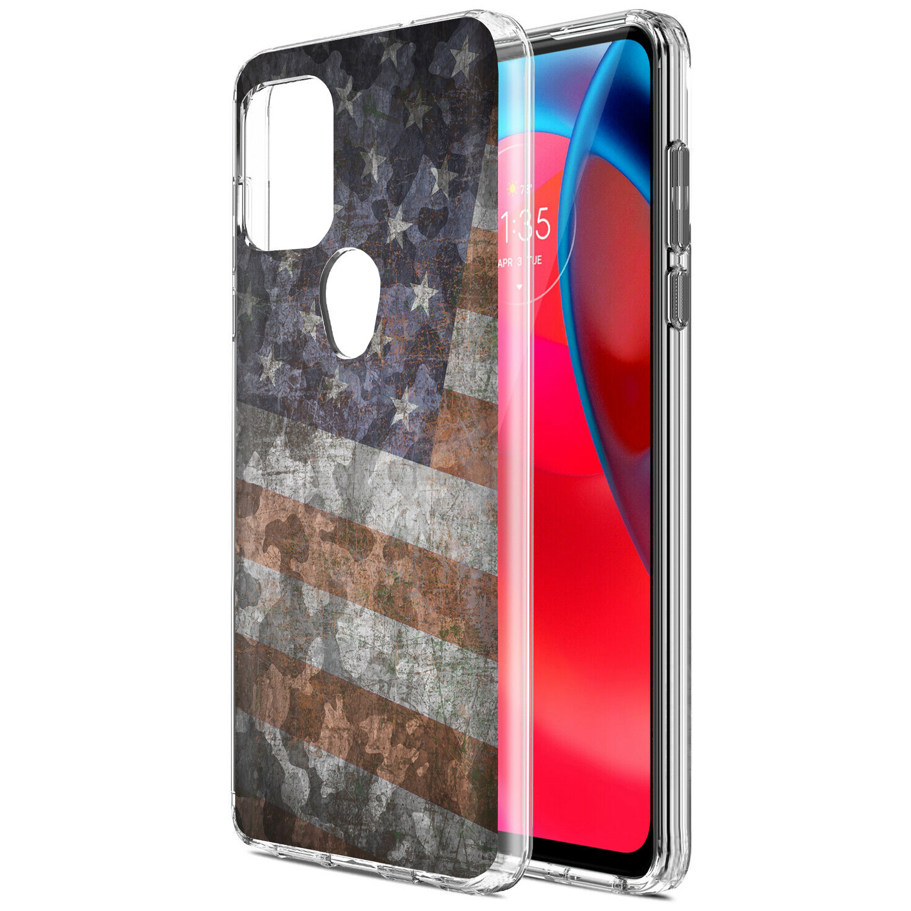 For Motorola Moto G (Power,Stylus,Play,5G),Slim Cover,American Flag 2 Print,USA - Picture 19 of 27