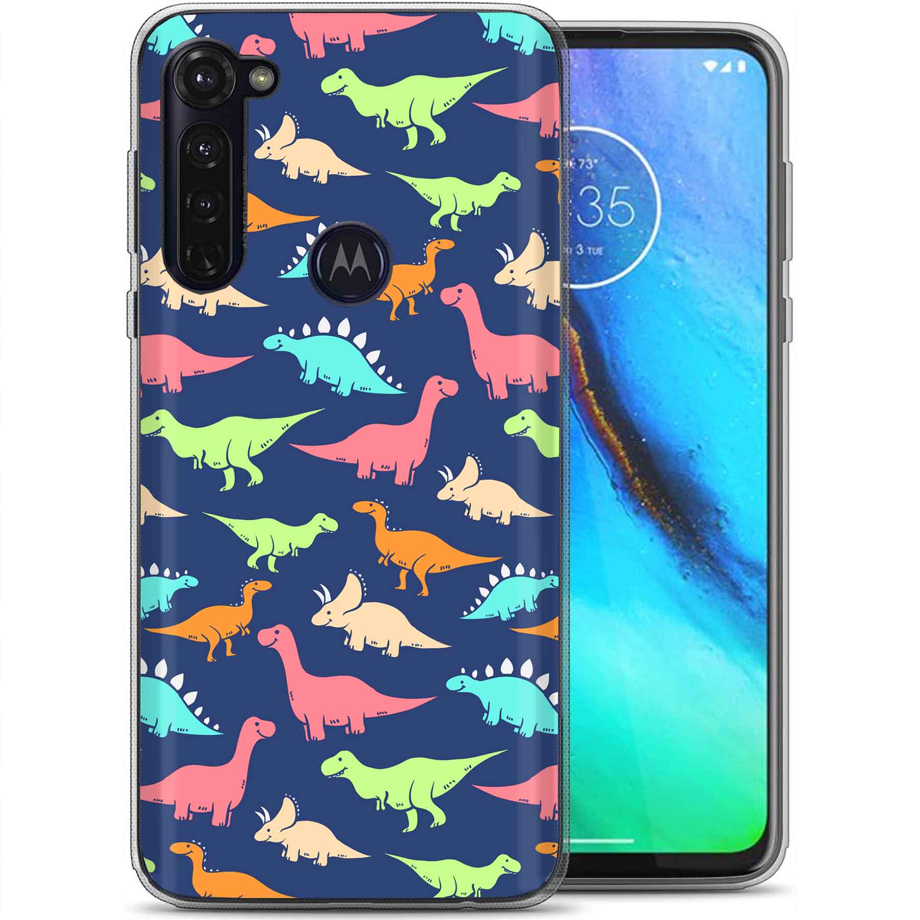 For Motorola Moto G (Power,Stylus,Play,5G),Slim Cover,Dinosaur 1 Print,USA - Picture 20 of 27