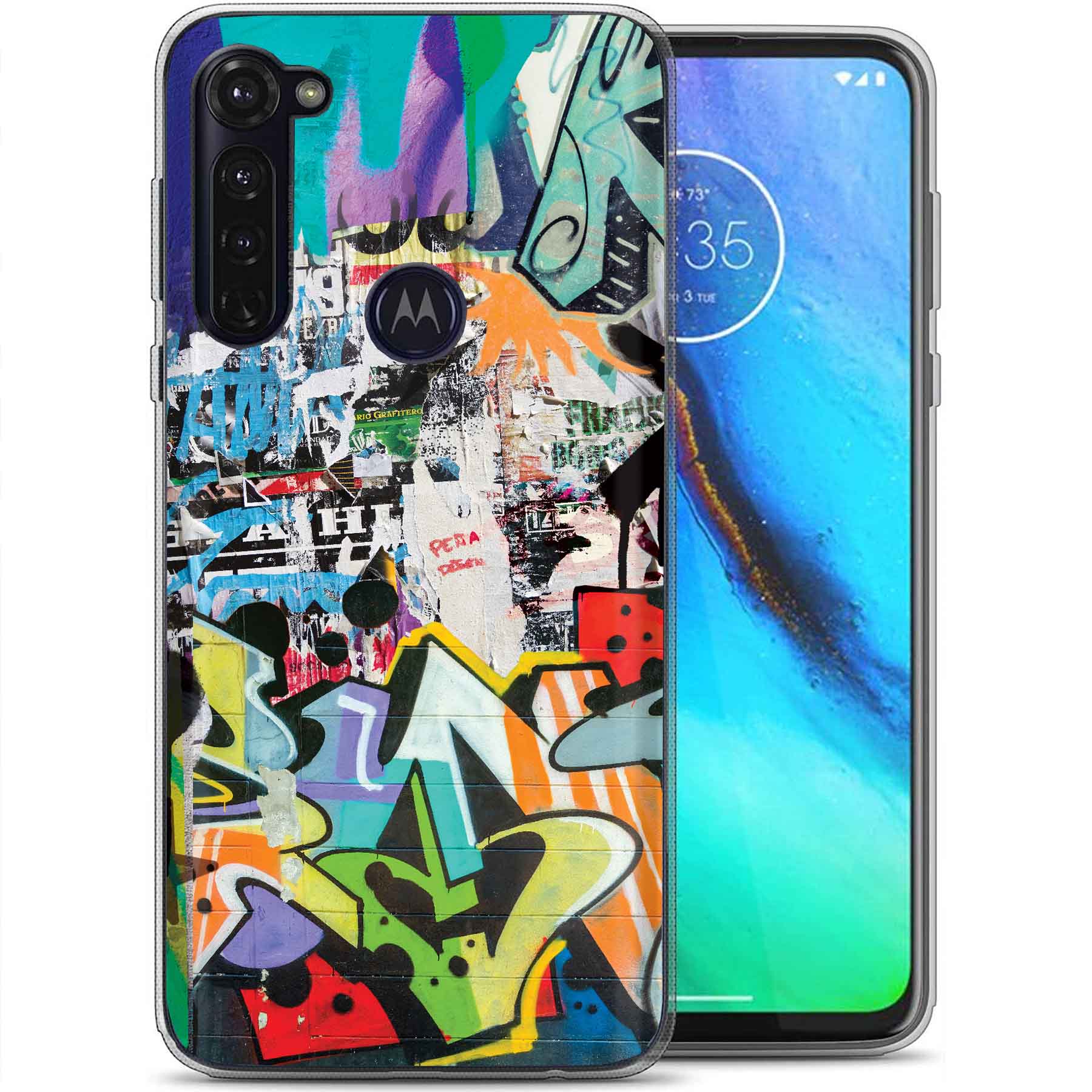 For Motorola Moto G (Power,Stylus,Play,5G),Slim Cover,Street Graffiti Print,USA - Picture 20 of 27