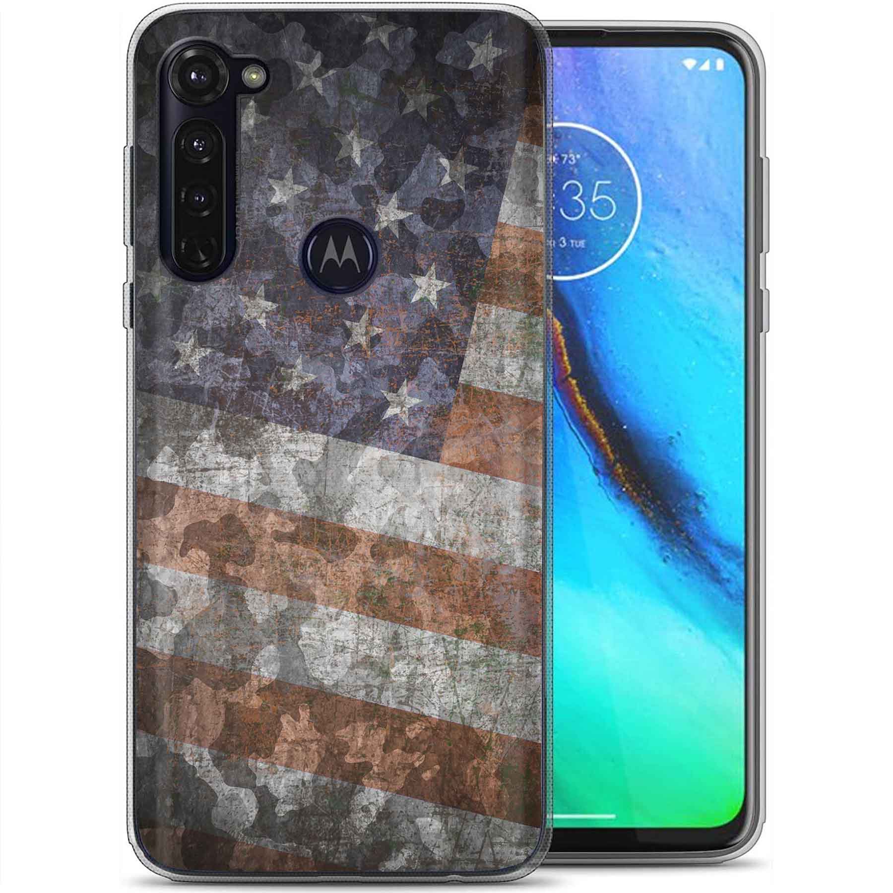 For Motorola Moto G (Power,Stylus,Play,5G),Slim Cover,American Flag 2 Print,USA - Picture 20 of 27