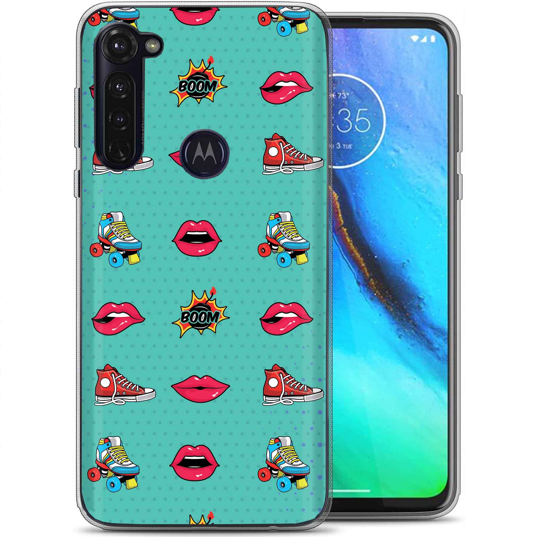 For Motorola Moto G (Power,Stylus,Play,5G),Slim Cover,Skate Lips Print,USA - Picture 20 of 27
