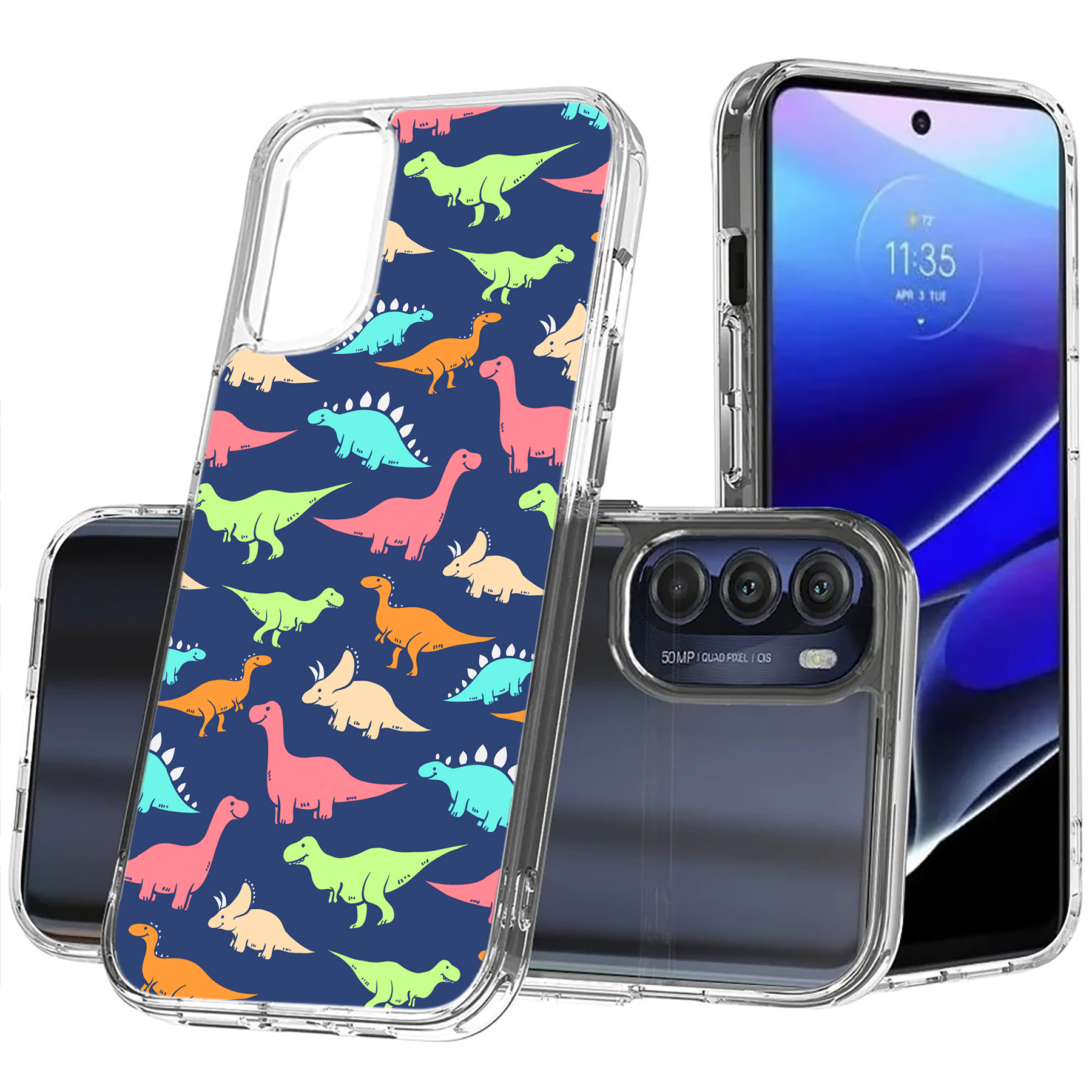 For Motorola Moto G (Power,Stylus,Play,5G),Slim Cover,Dinosaur 1 Print,USA - Picture 17 of 27