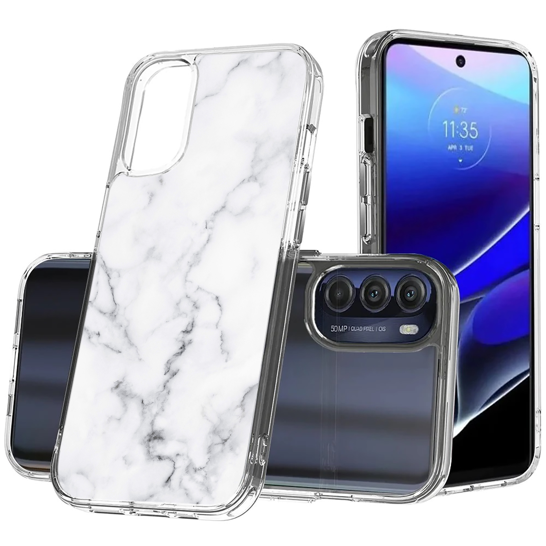 For Motorola Moto G (Power,Stylus,Play,5G),Slim Cover,Black Marble 2 Print,USA - Picture 17 of 27