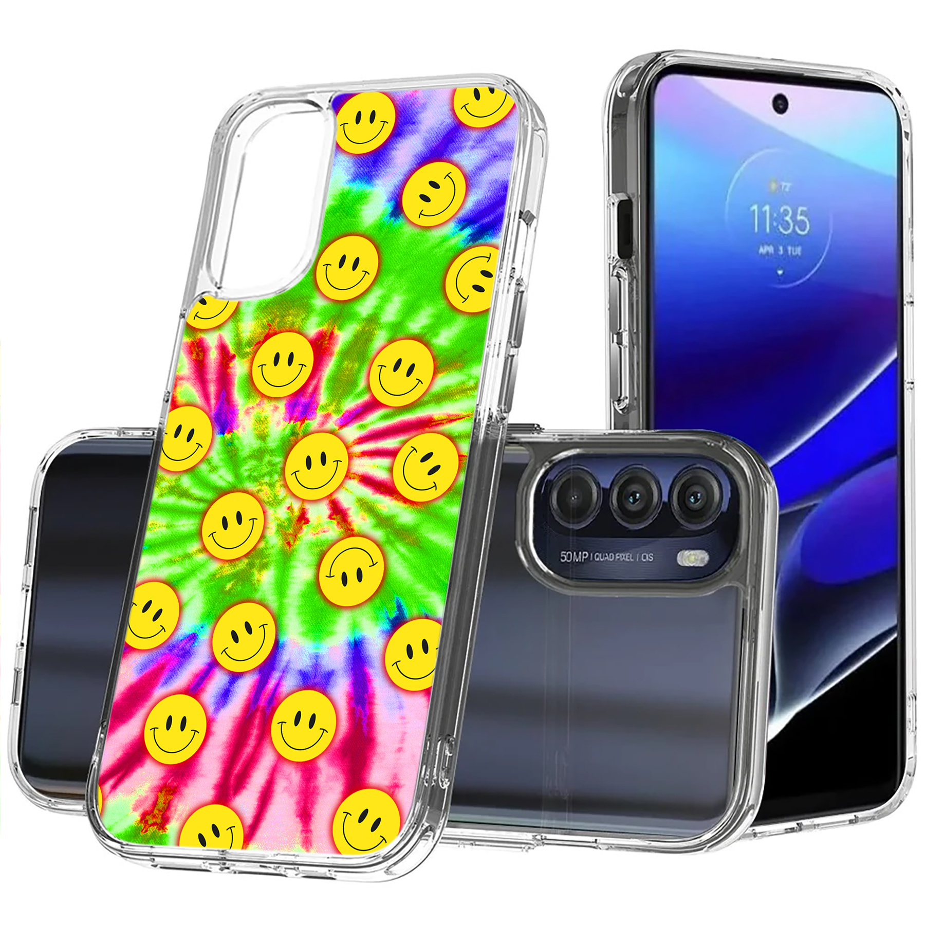 For Motorola Moto G (Power,Stylus,Play,5G),Slim Cover,Tie Dye Smile Print,USA - Picture 17 of 27