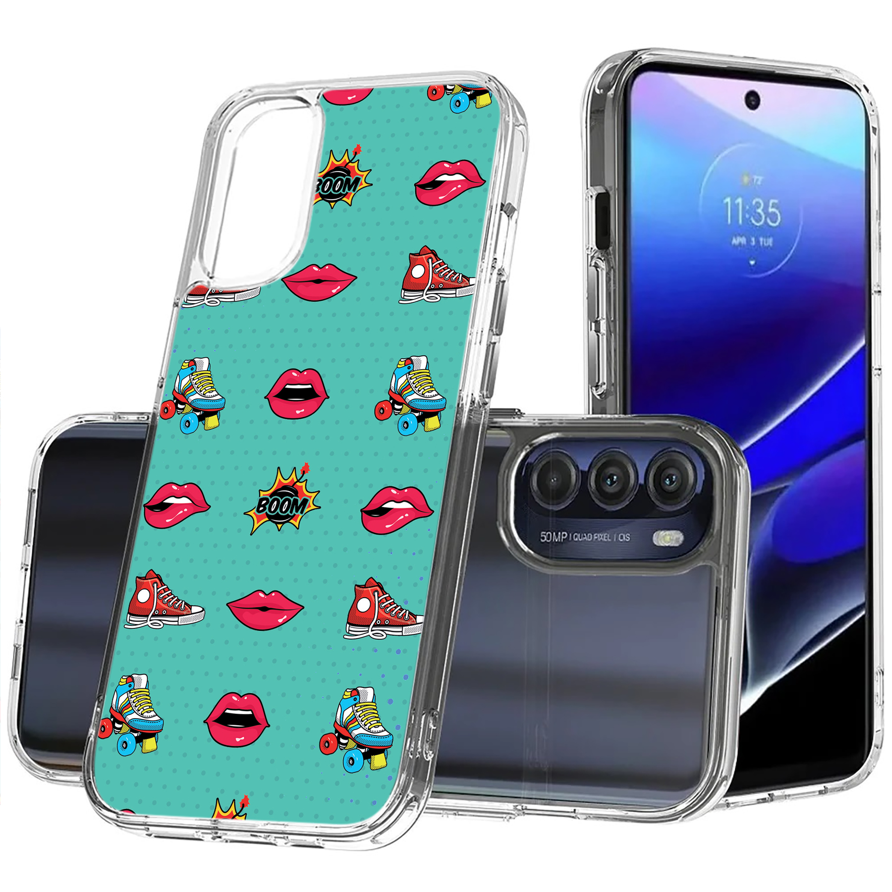 For Motorola Moto G (Power,Stylus,Play,5G),Slim Cover,Skate Lips Print,USA - Picture 17 of 27