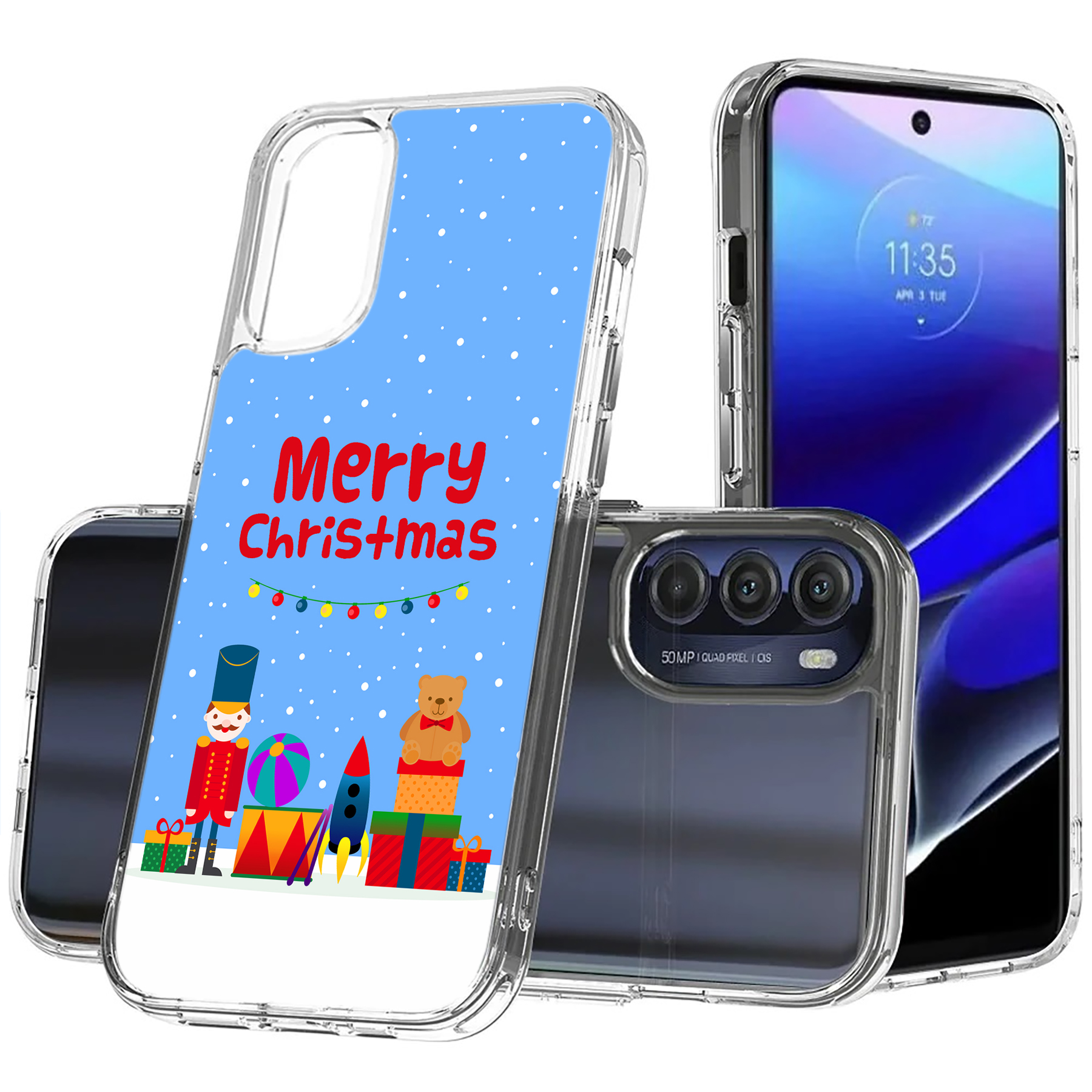 For Motorola Moto G (Power,Stylus,Play,5G),Slim Cover,Christmas Toy Print,USA - Afbeelding 17 van 27