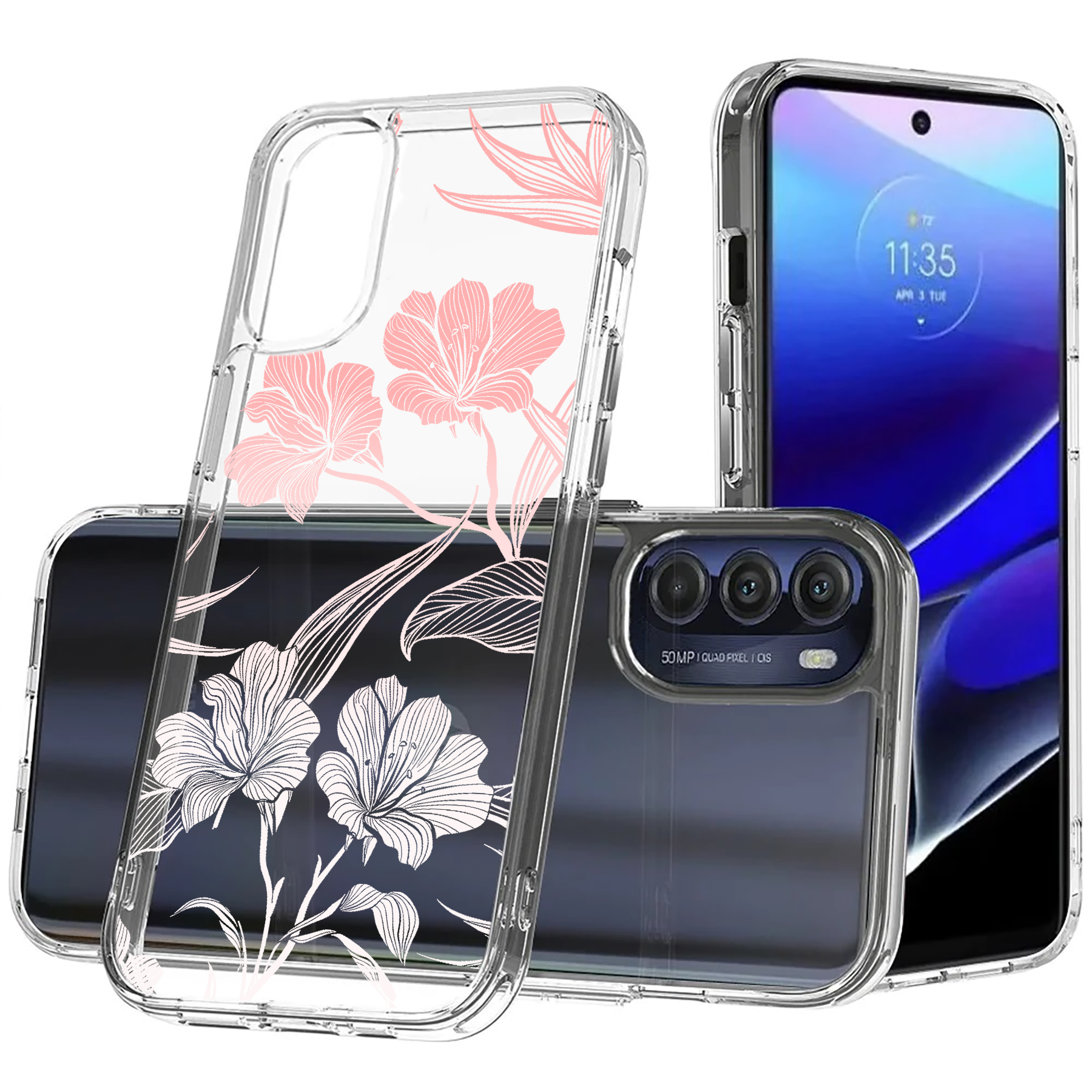 For Motorola Moto G (Power,Stylus,Play,5G),Slim Cover,Flower 12 Print,USA - Picture 17 of 27