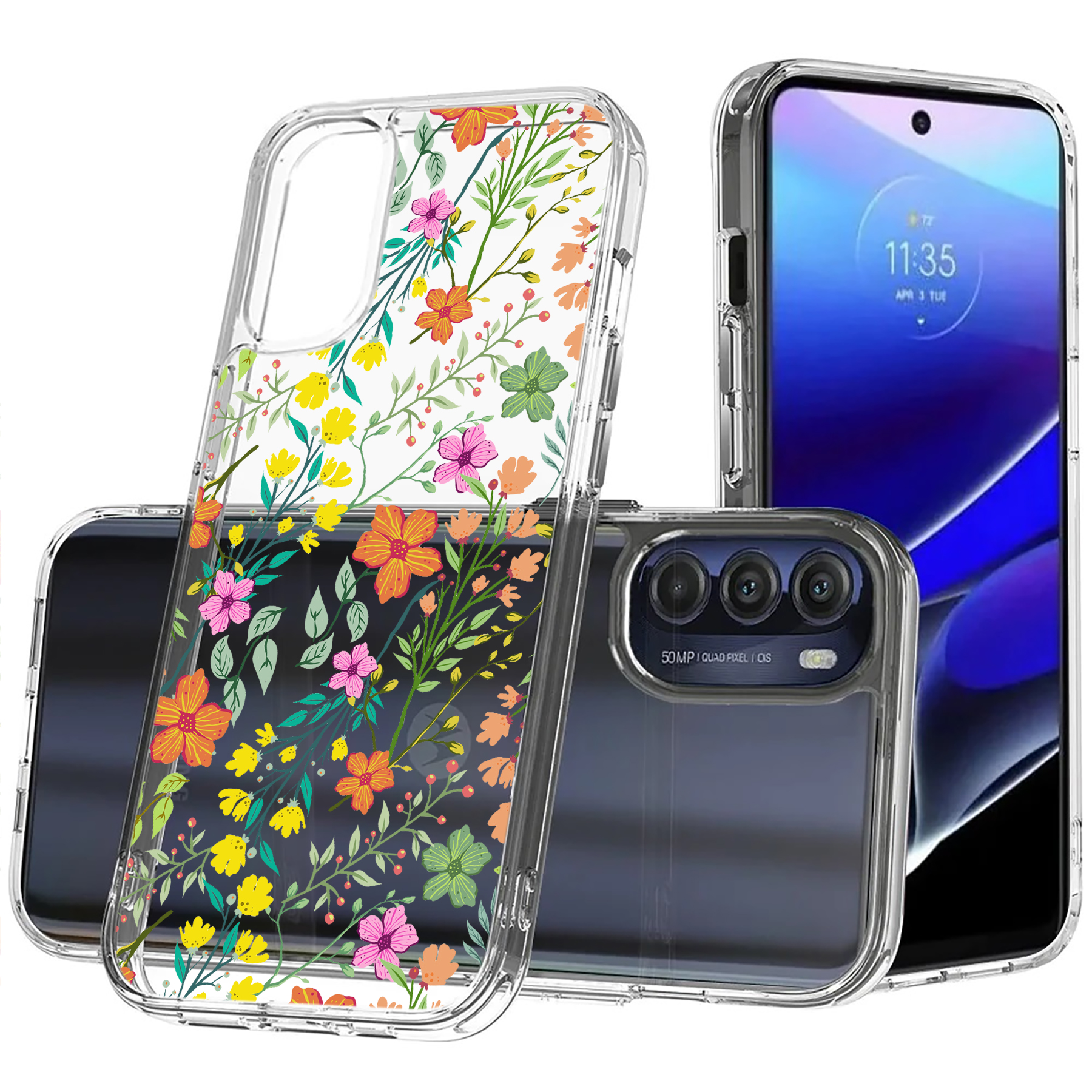 For Motorola Moto G (Power,Stylus,Play,5G),Slim Cover,Flower 20 Print,USA - Picture 17 of 27