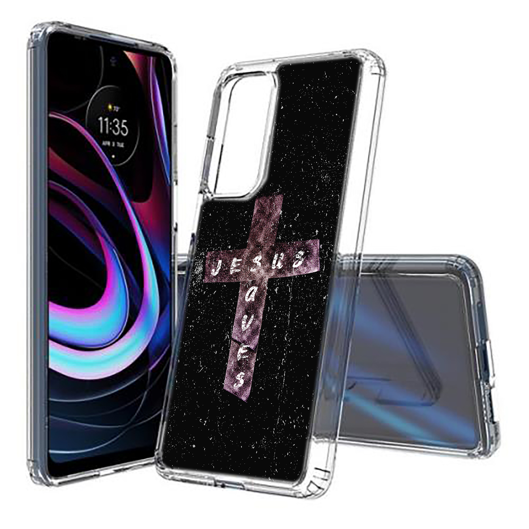 For Motorola (Edge,One 5G,Ace,UW,X40,30),Slim Cover,Jesus Saves 1 Print,USA - Picture 8 of 21
