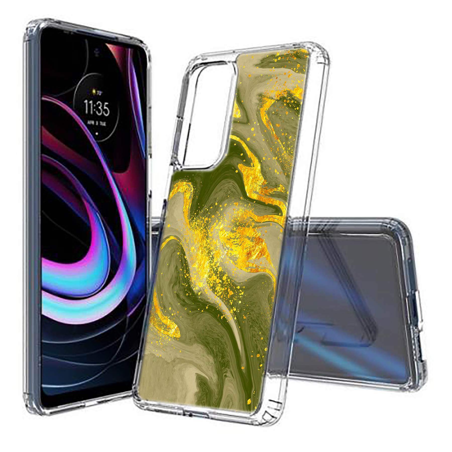 For Motorola (Edge,One 5G,Ace,UW,X40,30),Slim Cover,Opal Marble 20 Print,USA - Picture 8 of 20