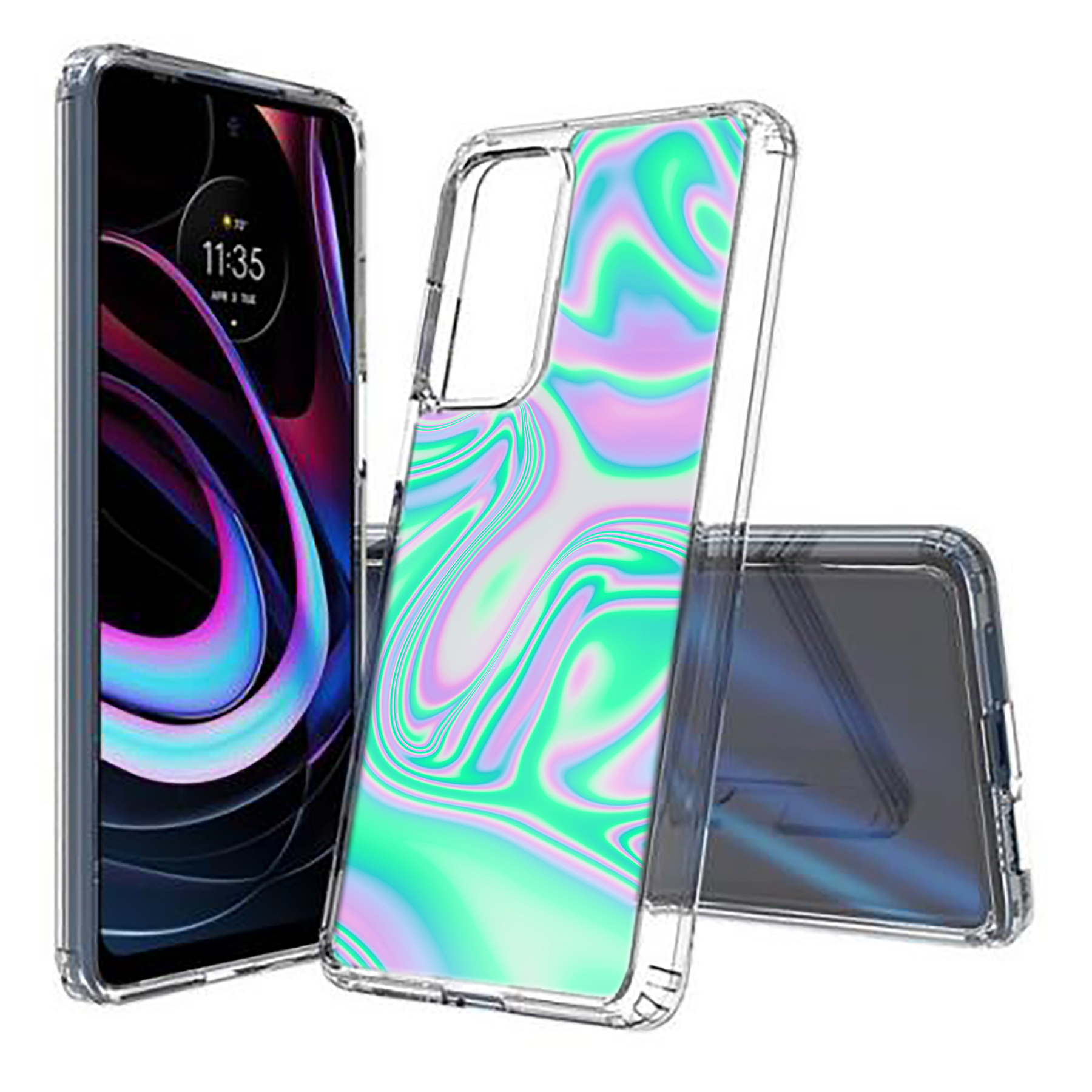 For Motorola (Edge,One 5G,Ace,UW,X40,30),Slim Cover,Liquid Swirls Print,USA - Picture 8 of 21