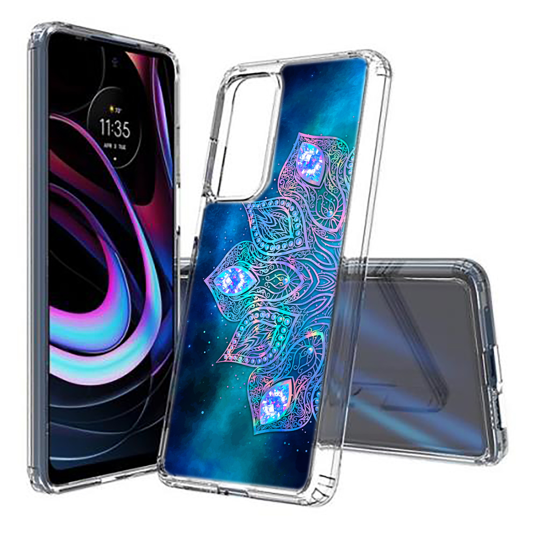 For Motorola (Edge,One 5G,Ace,UW,X40,30),Slim Cover,Nebula Mandala Print,USA - Picture 8 of 21