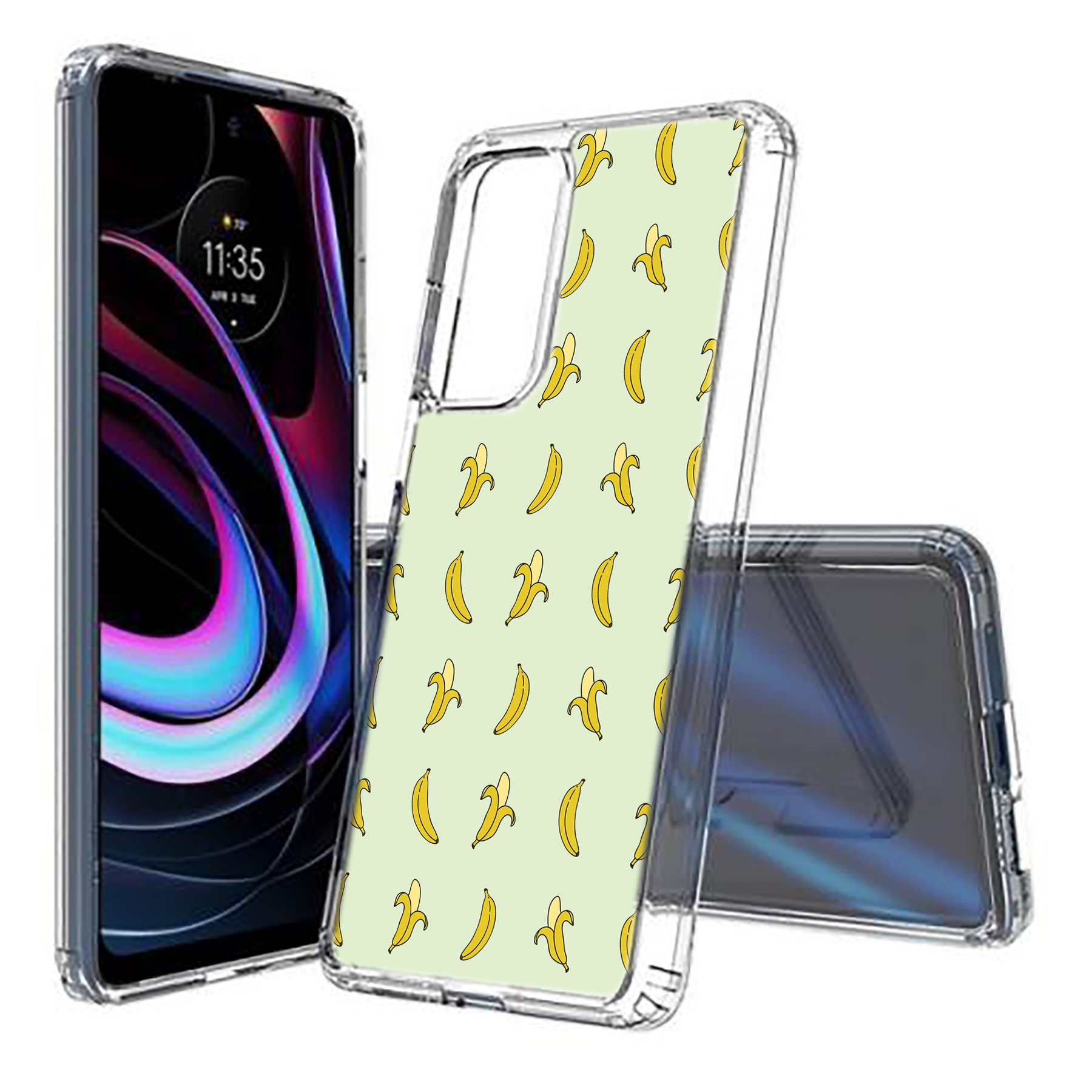 For Motorola (Edge,One 5G,Ace,UW,X40,30),Slim Cover,Cute Bananas Print,USA - Picture 8 of 21