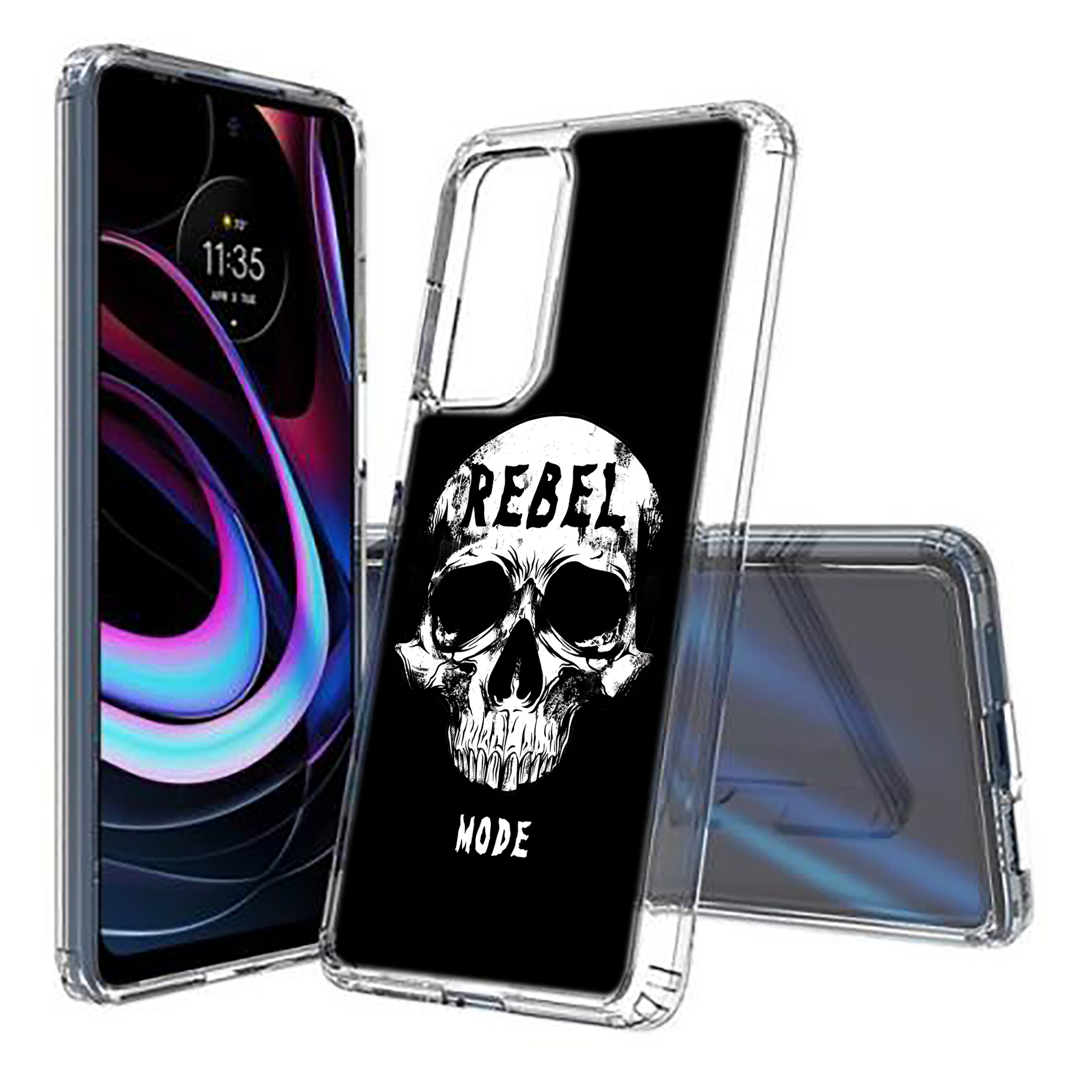 For Motorola (Edge,One 5G,Ace,UW,X40,30),Slim Cover,Rebel Skull Print,USA - Picture 8 of 21