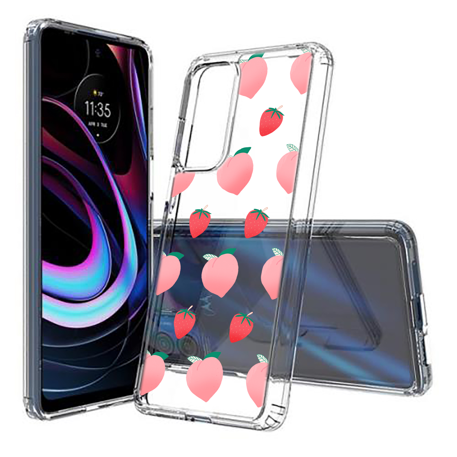 For Motorola (Edge,One 5G,Ace,UW,X40,30),Slim Cover,Pink Fruit Print,USA - Picture 8 of 21