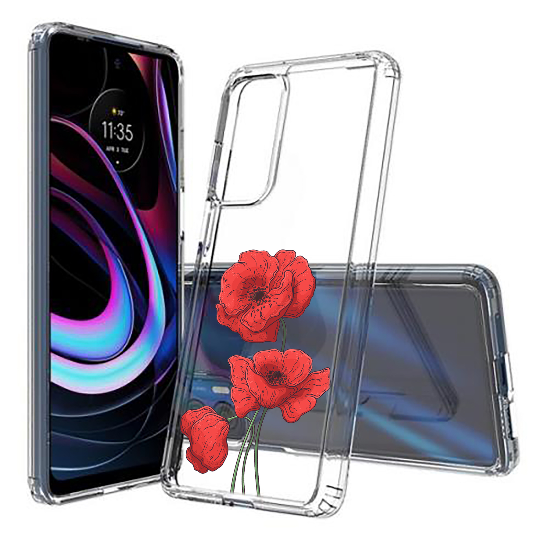 For Motorola (Edge,One 5G,Ace,UW,X40,30),Slim Cover,Flower 16 Print,USA - Picture 8 of 21