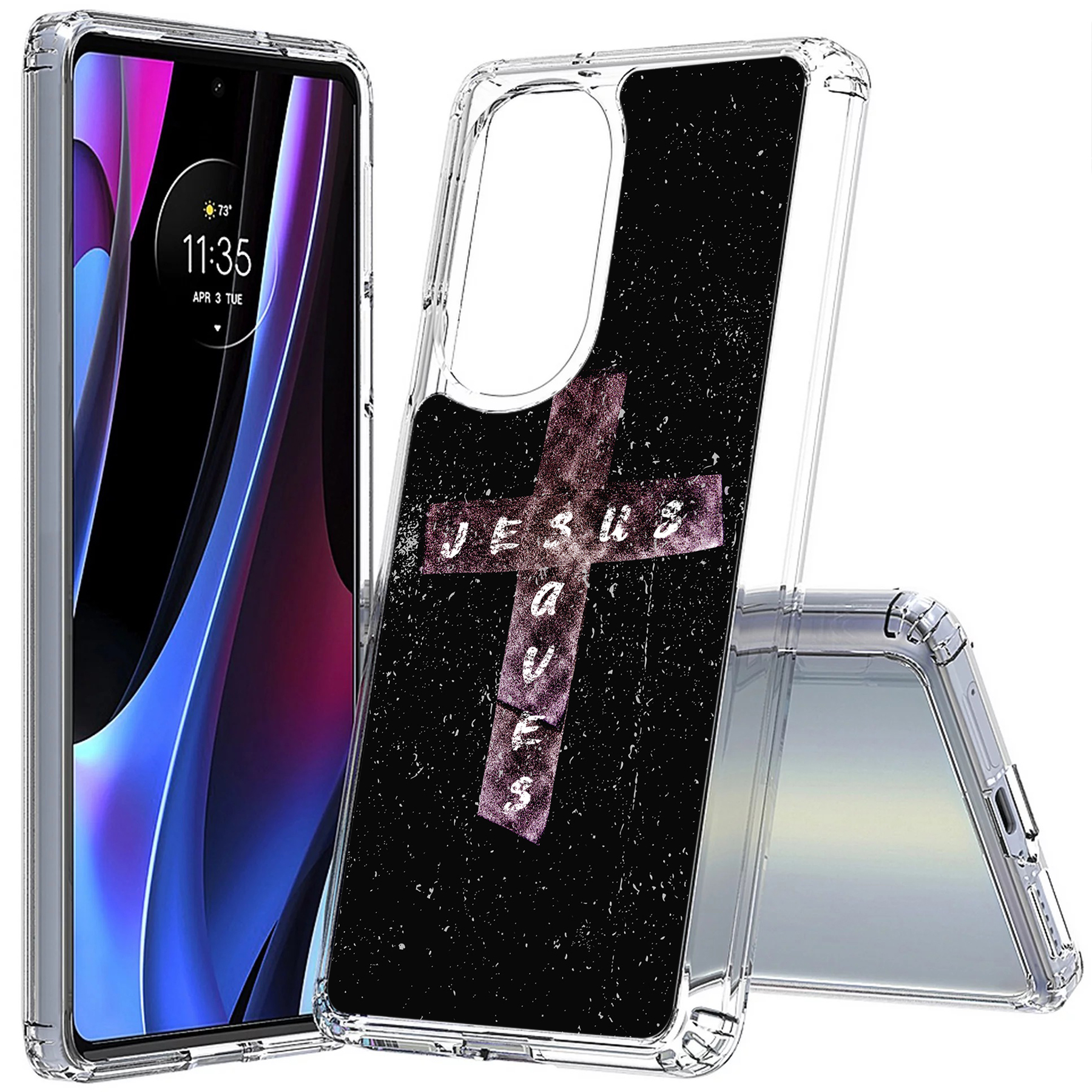 For Motorola (Edge,One 5G,Ace,UW,X40,30),Slim Cover,Jesus Saves 1 Print,USA - Picture 10 of 21