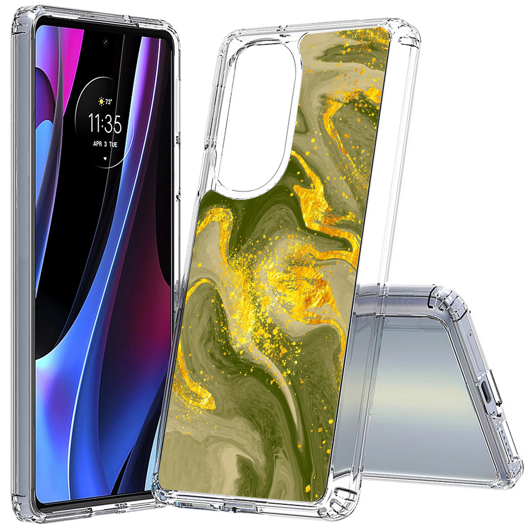 For Motorola (Edge,One 5G,Ace,UW,X40,30),Slim Cover,Opal Marble 20 Print,USA - Picture 10 of 20