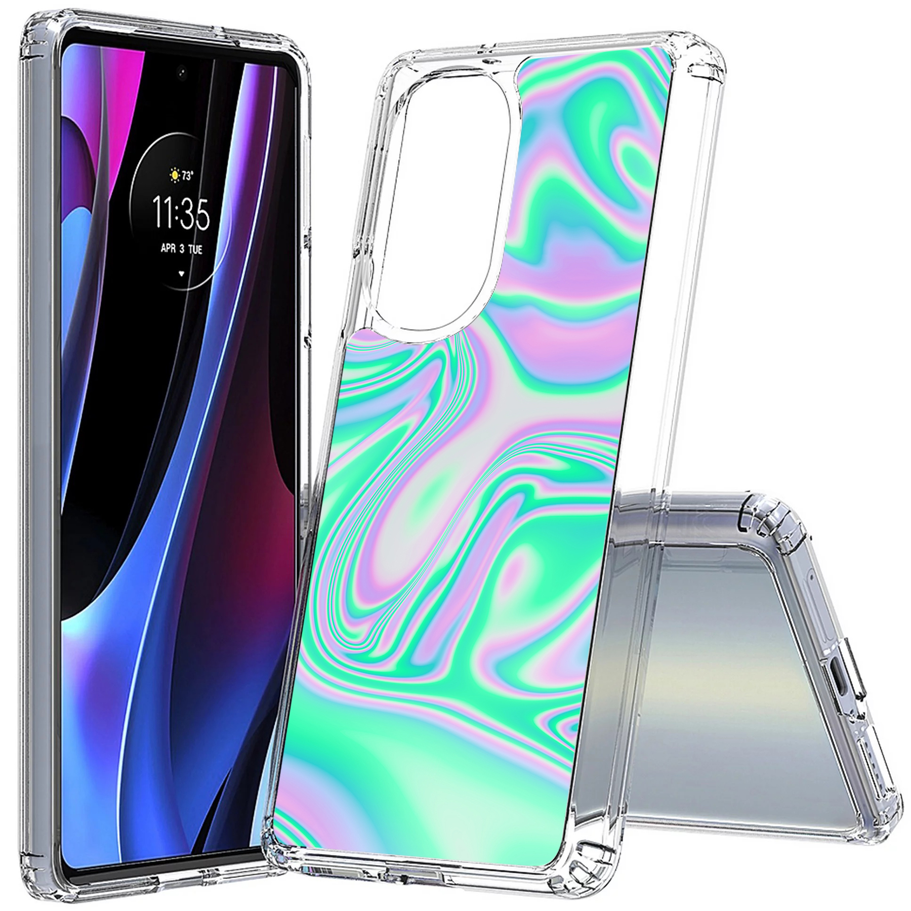 For Motorola (Edge,One 5G,Ace,UW,X40,30),Slim Cover,Liquid Swirls Print,USA - Picture 10 of 21