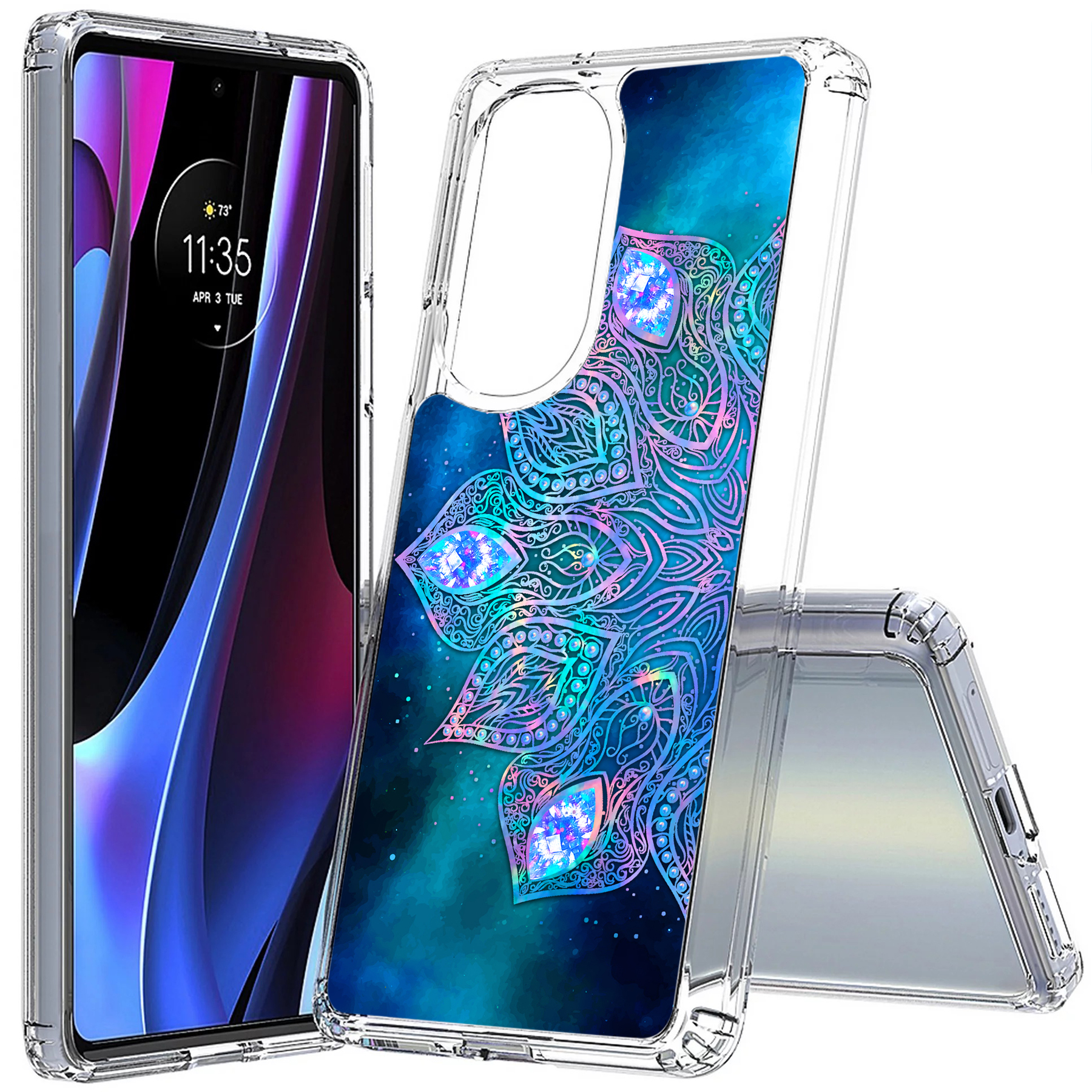 For Motorola (Edge,One 5G,Ace,UW,X40,30),Slim Cover,Nebula Mandala Print,USA - Picture 10 of 21