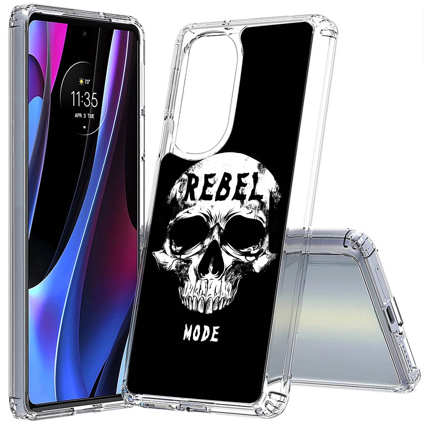 For Motorola (Edge,One 5G,Ace,UW,X40,30),Slim Cover,Rebel Skull Print,USA - Picture 10 of 21