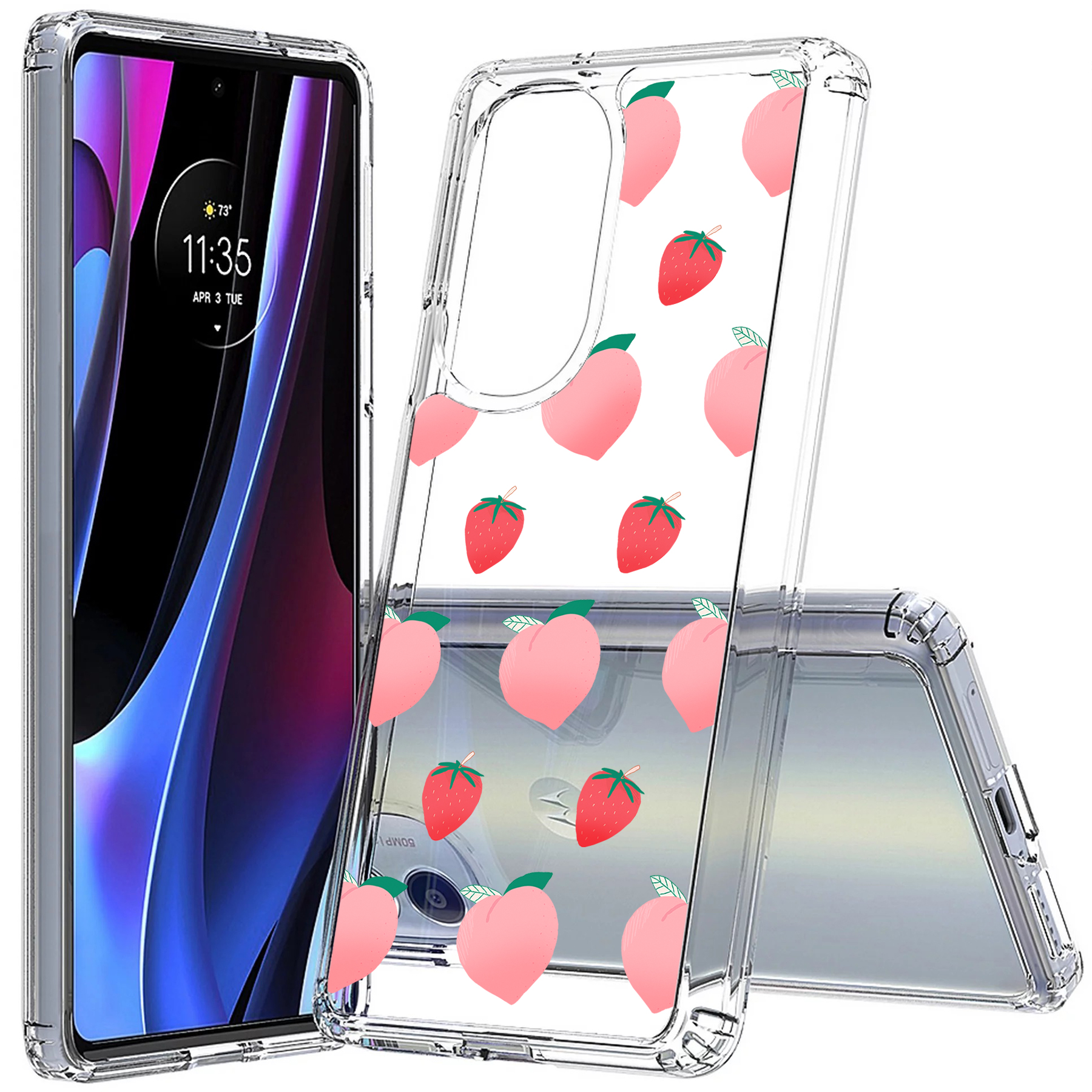 For Motorola (Edge,One 5G,Ace,UW,X40,30),Slim Cover,Pink Fruit Print,USA - Picture 10 of 21
