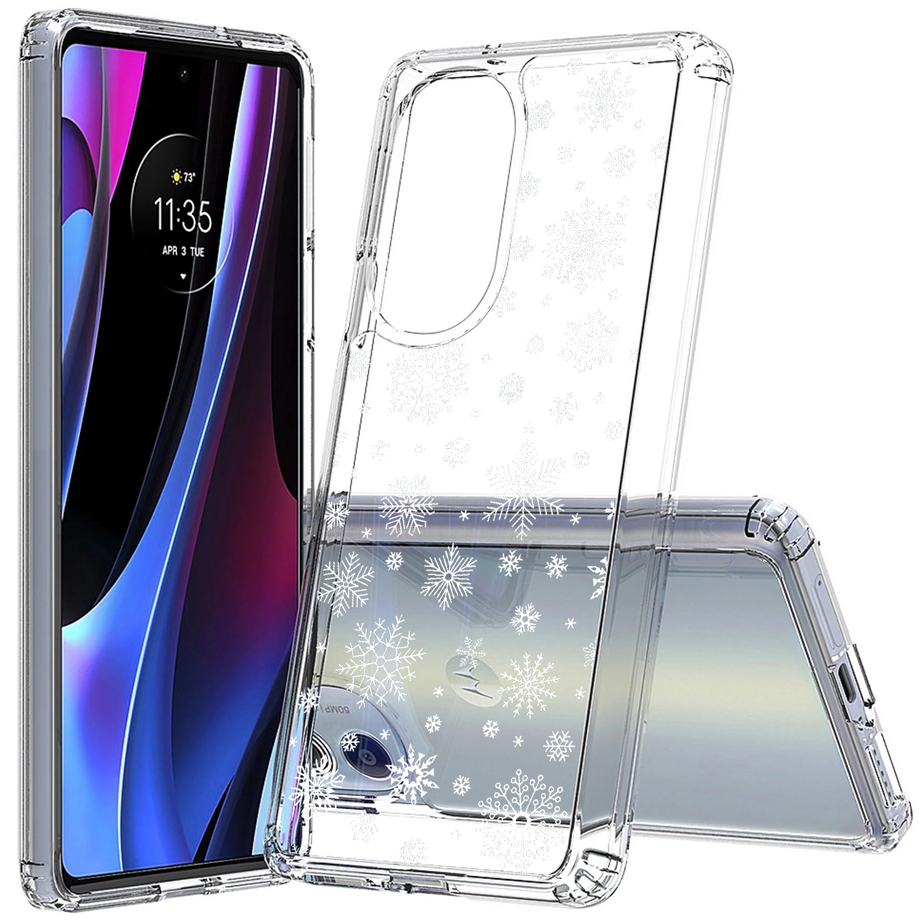 For Motorola (Edge,One 5G,Ace,UW,X40,30),Slim Cover,Snowflake 1 Print,USA - 第 10/21 張圖片