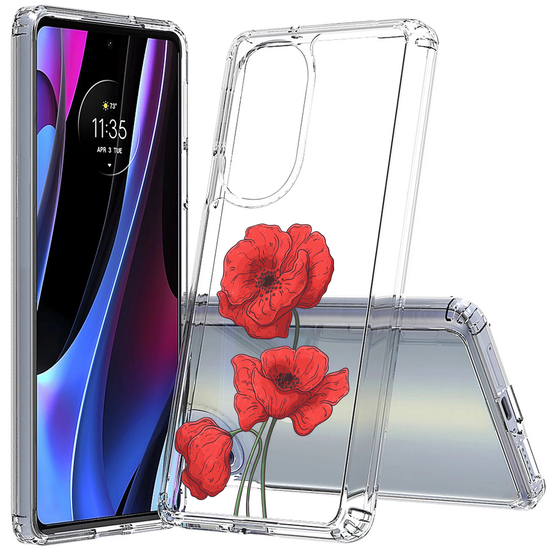 For Motorola (Edge,One 5G,Ace,UW,X40,30),Slim Cover,Flower 16 Print,USA - Picture 10 of 21