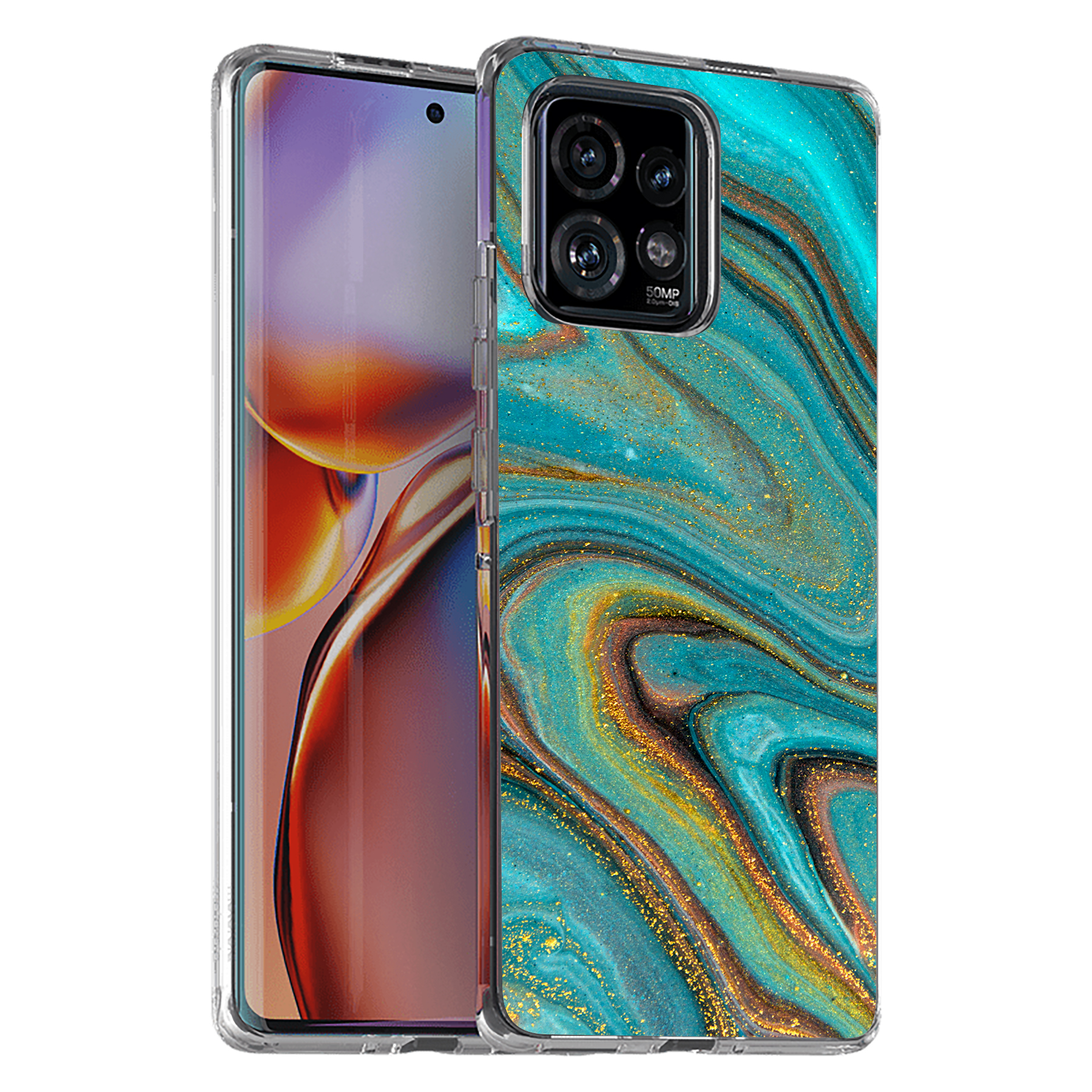 For Motorola (Edge,One 5G,Ace,UW,X40,30),Slim Cover,Gold Blu Marble Print,USA - Picture 14 of 21