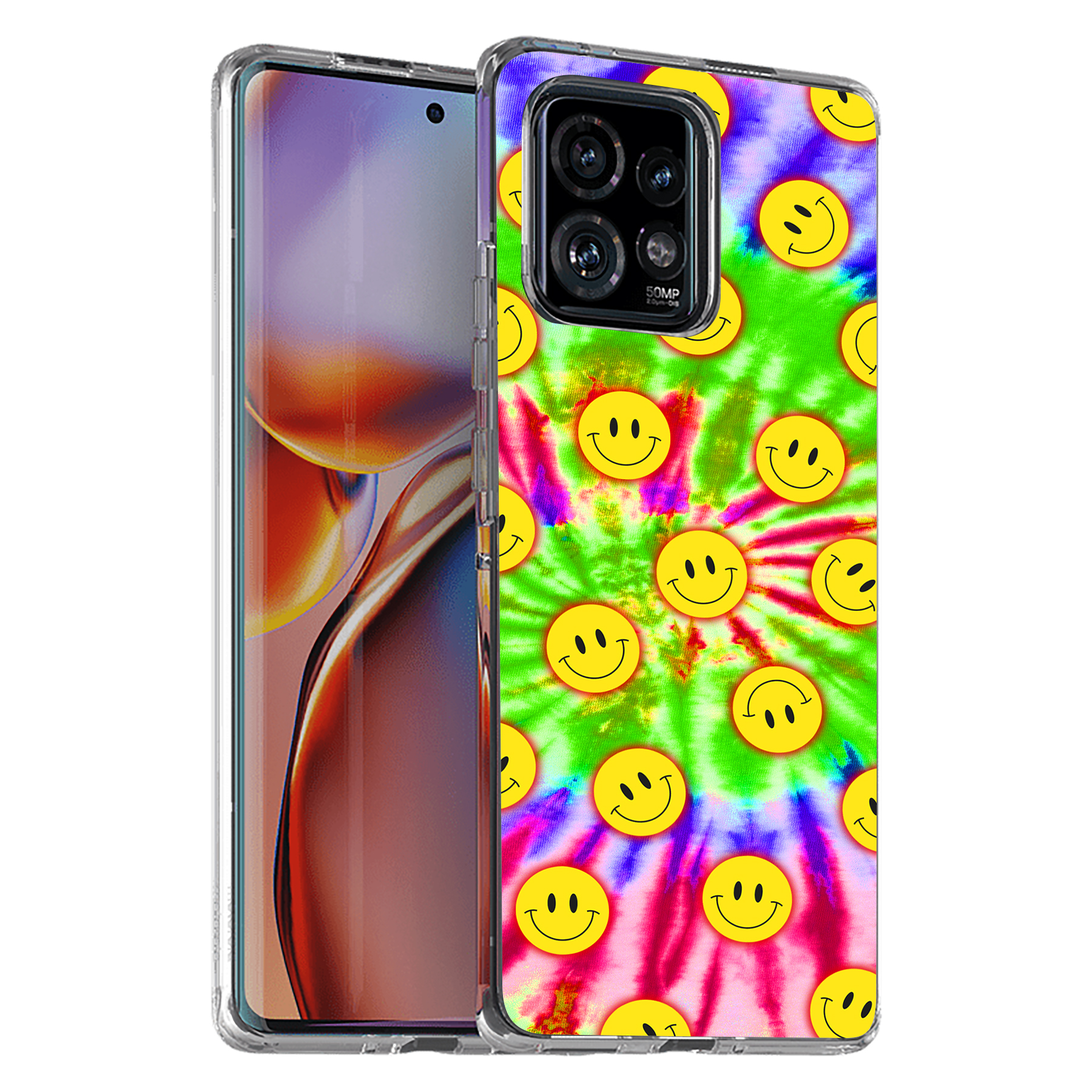 For Motorola (Edge,One 5G,Ace,UW,X40,30),Slim Cover,Tie Dye Smile Print,USA - Picture 14 of 21