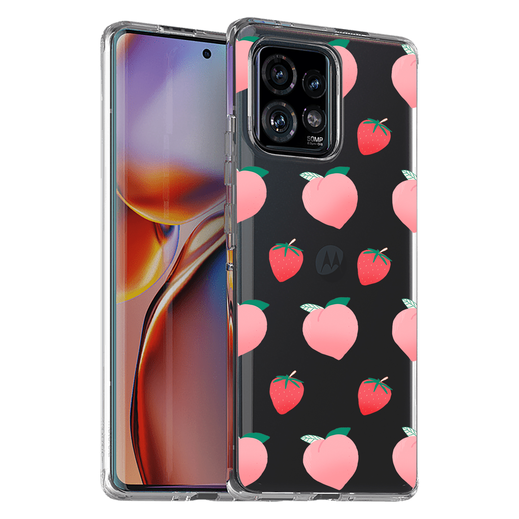 For Motorola (Edge,One 5G,Ace,UW,X40,30),Slim Cover,Pink Fruit Print,USA - Picture 14 of 21