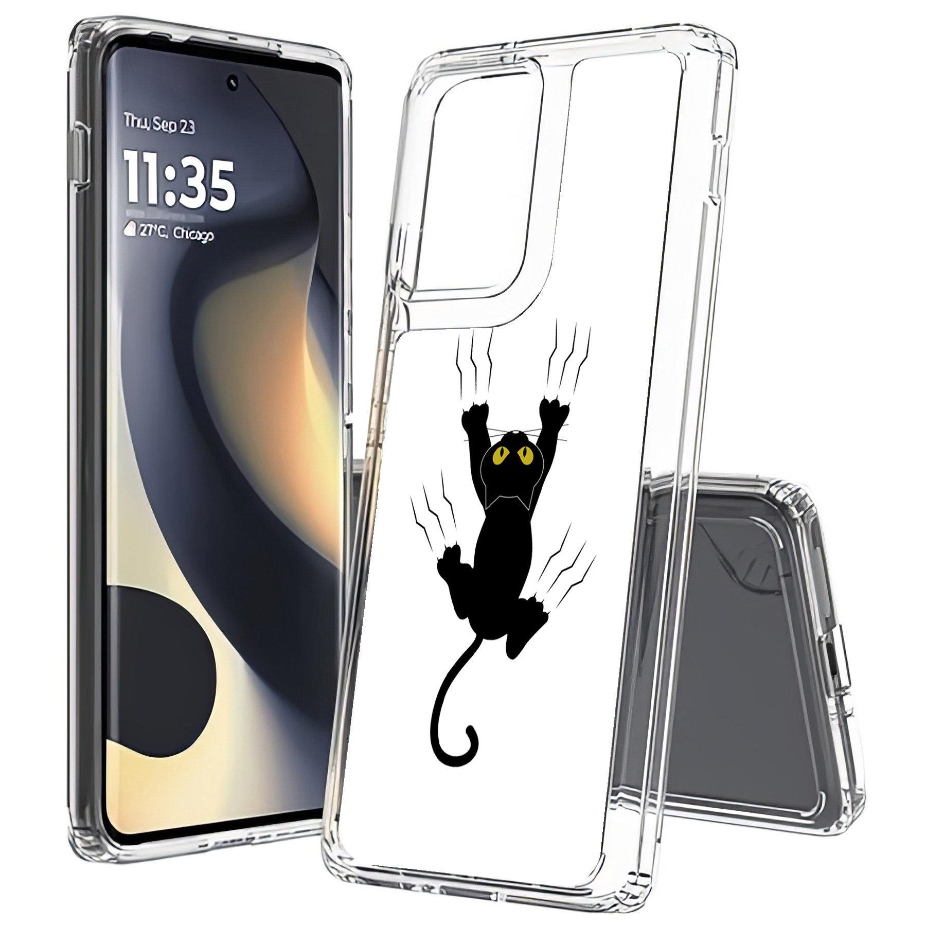 For Motorola (Edge,One 5G,Ace,UW,X40,30),Slim Cover,Cat Scratch Print,USA - Picture 21 of 21