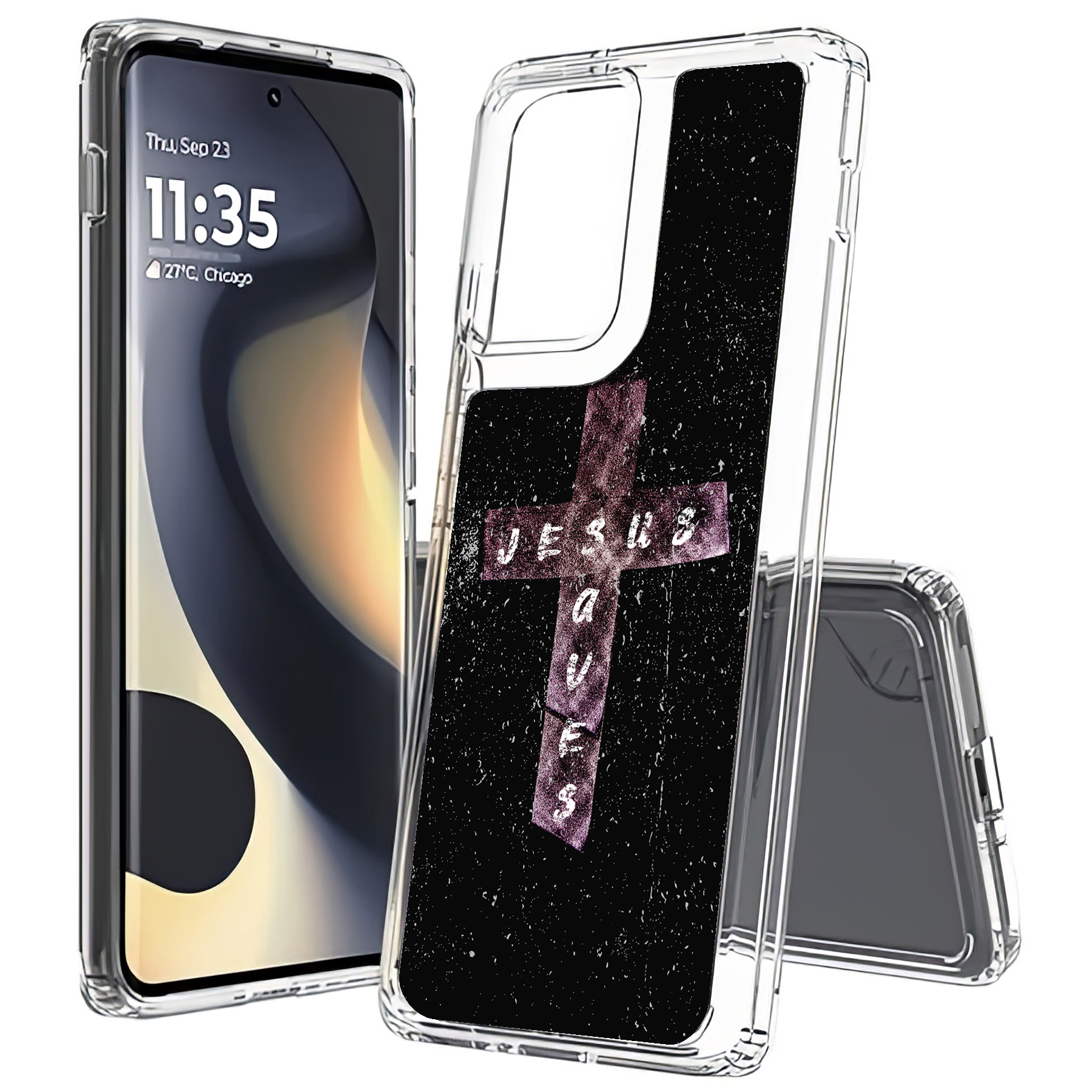 For Motorola (Edge,One 5G,Ace,UW,X40,30),Slim Cover,Jesus Saves 1 Print,USA - Picture 21 of 21