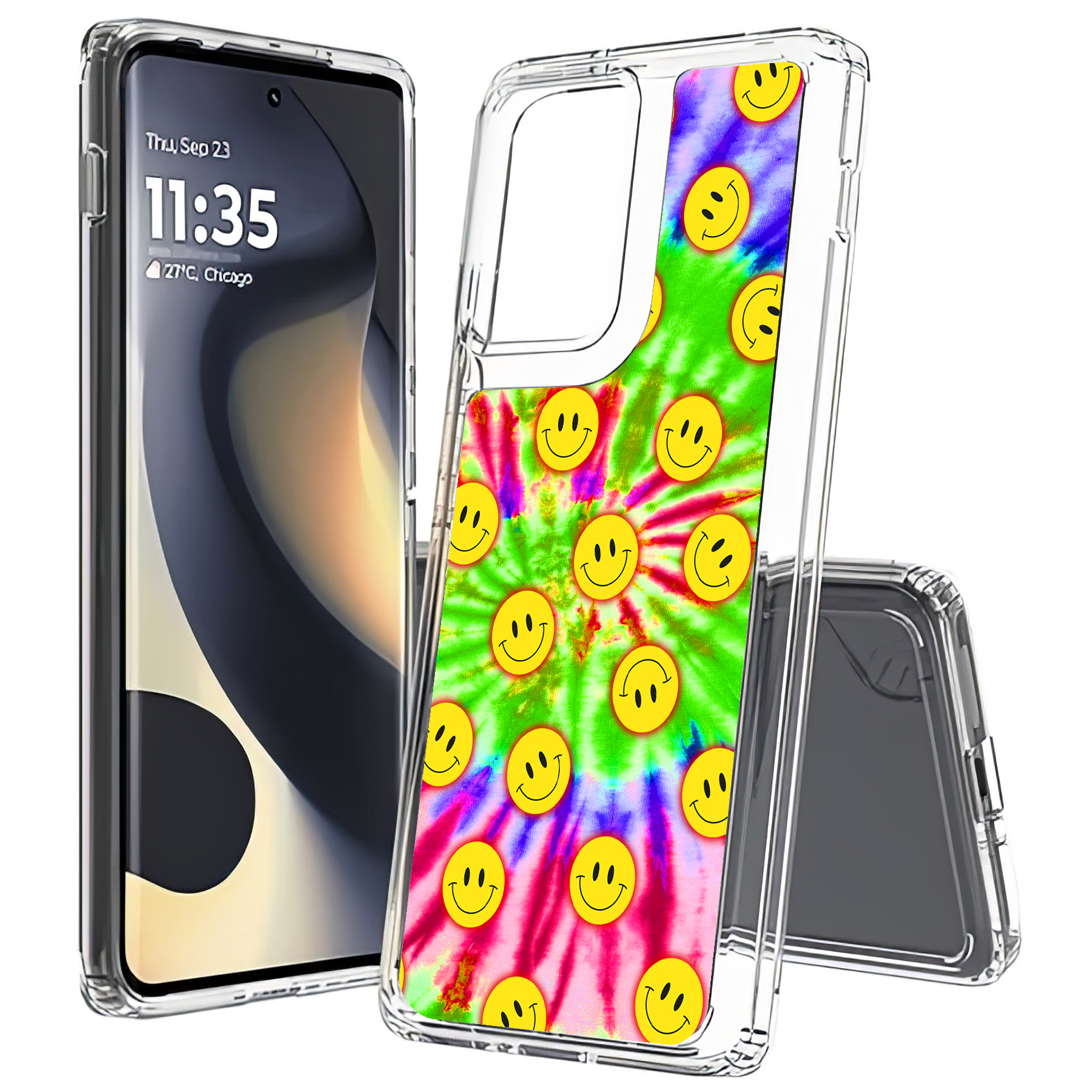 For Motorola (Edge,One 5G,Ace,UW,X40,30),Slim Cover,Tie Dye Smile Print,USA - Picture 21 of 21